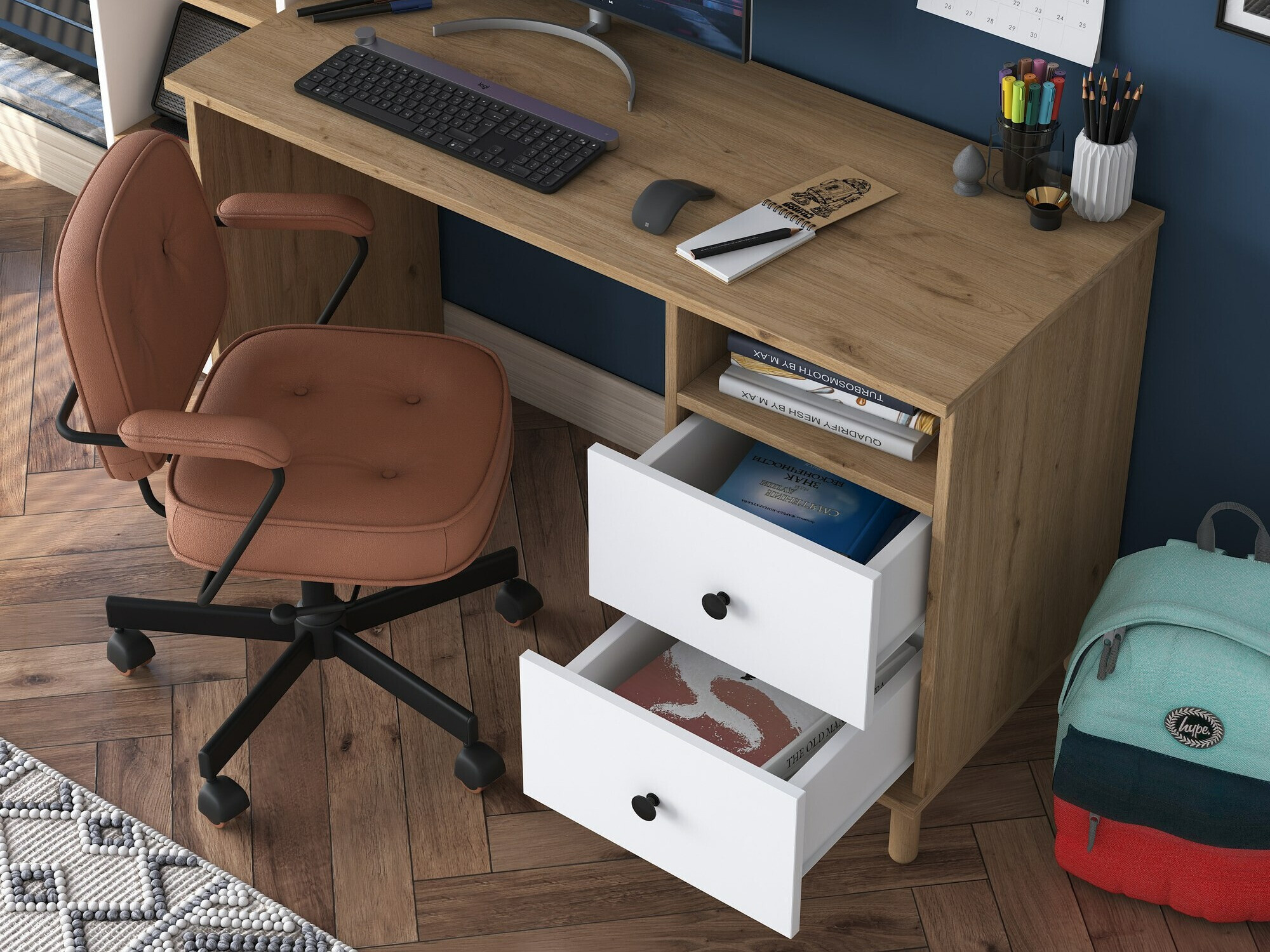 Otthoni iroda készlet Catdelu 107 (Dió + Fehér)