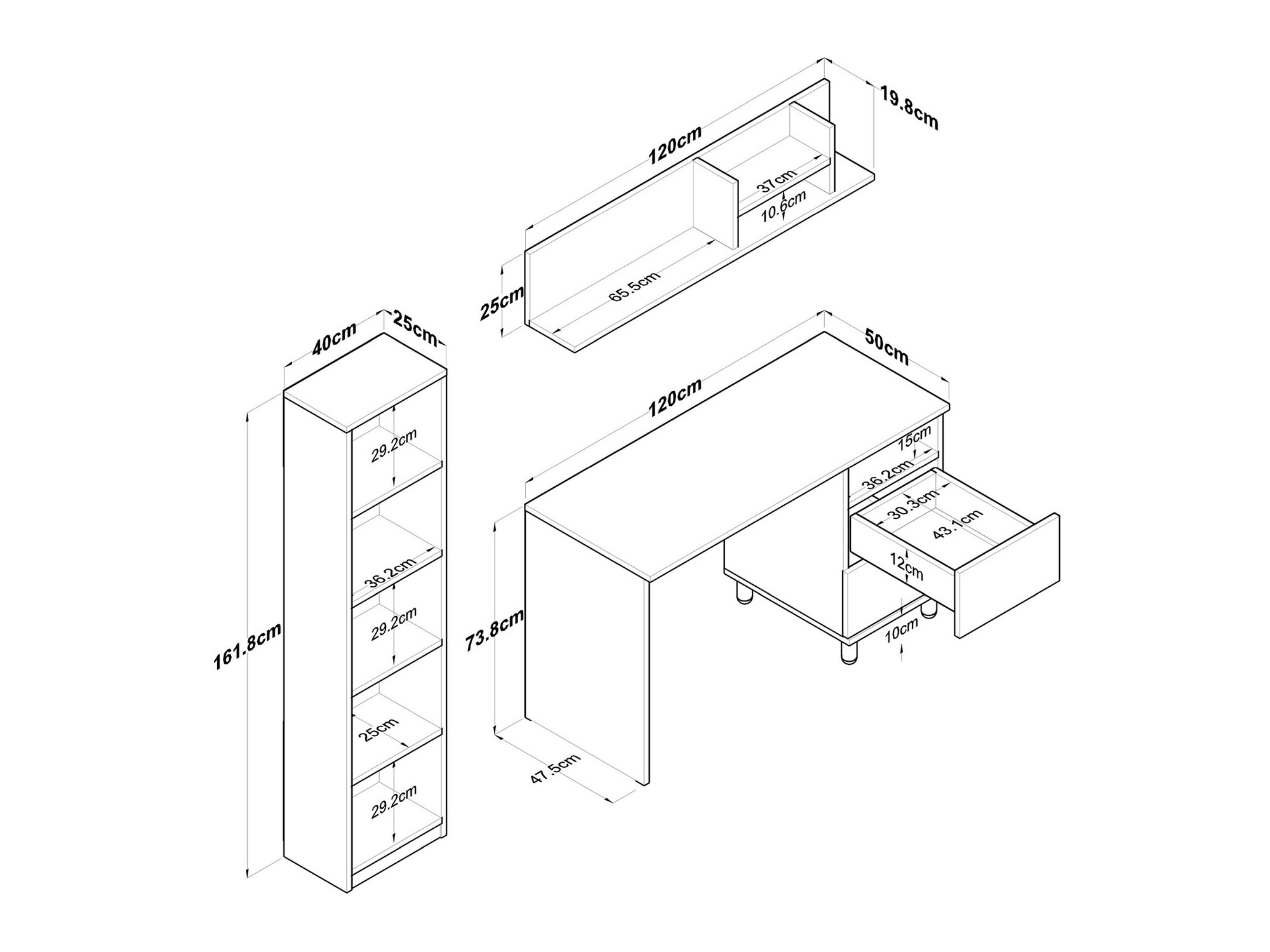 Otthoni iroda készlet Catdelu 107 (Dió + Fehér)