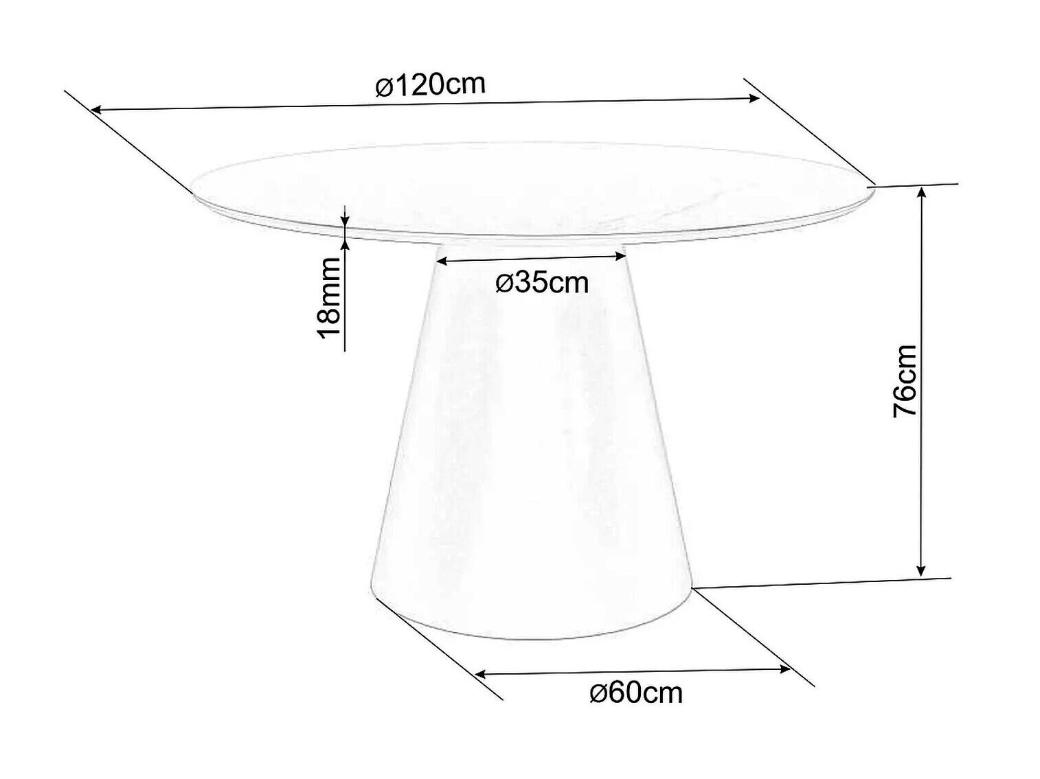 Asztal Detroit 137 (Szürke márvány + Fekete)