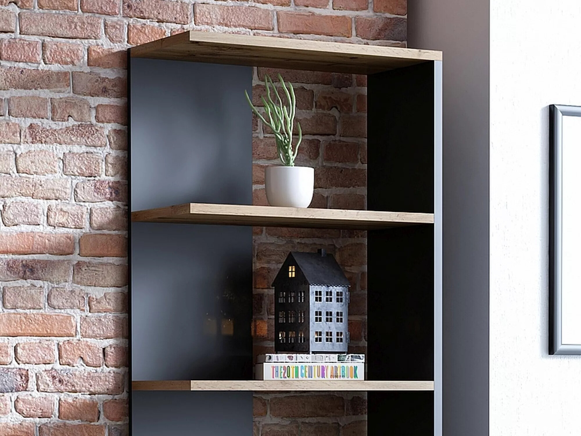 Könyvespolc Detroit 151 (Fekete + Wotan tölgy)