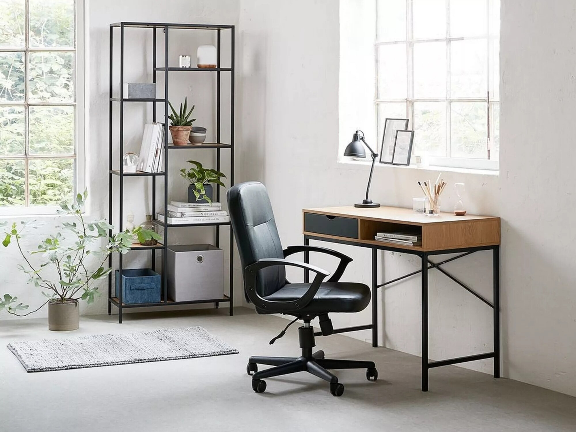 Könyvespolc Detroit 165 (Fekete + Tölgy)