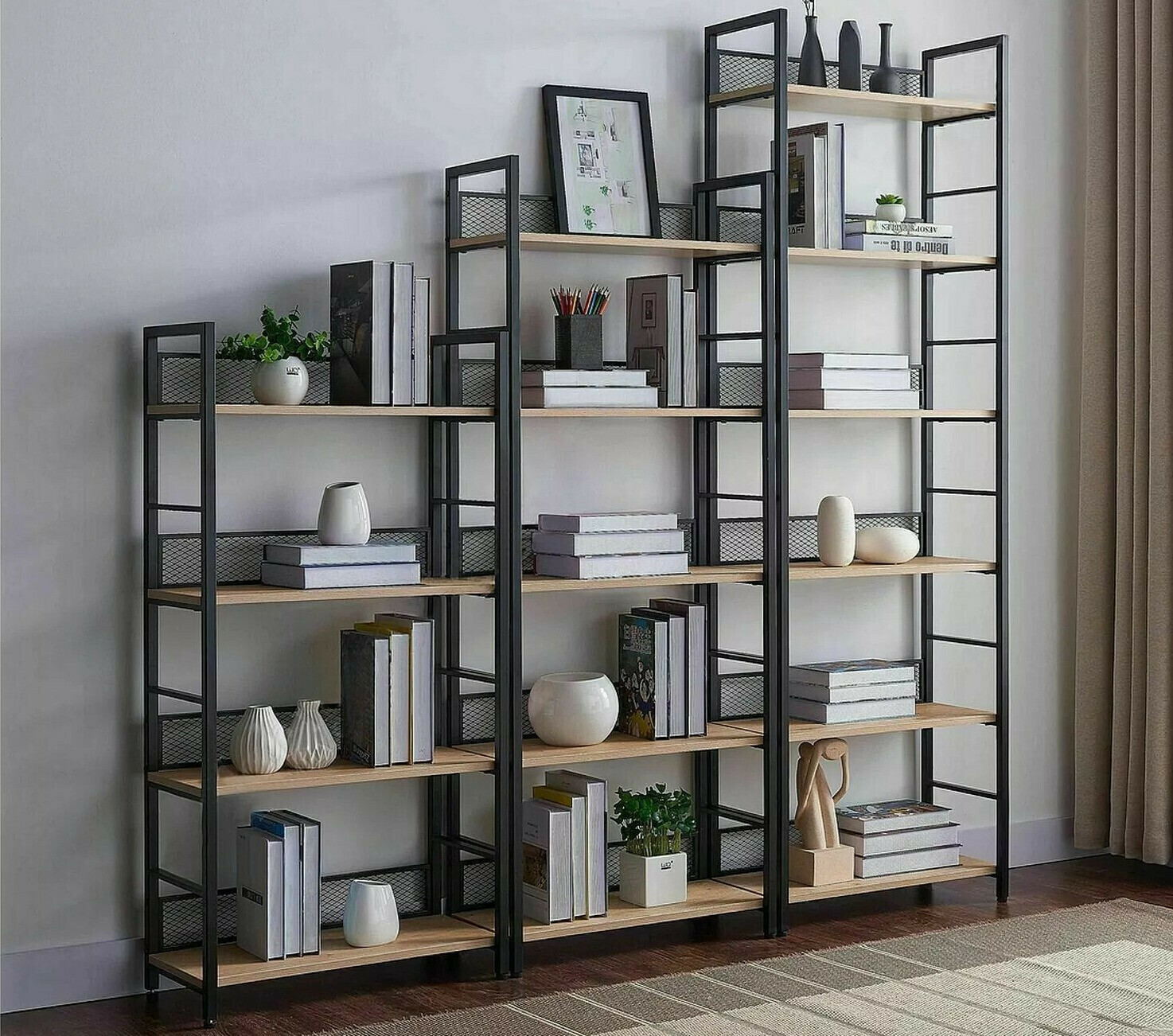 Könyvespolc Detroit 186 (Fekete + Tölgy)