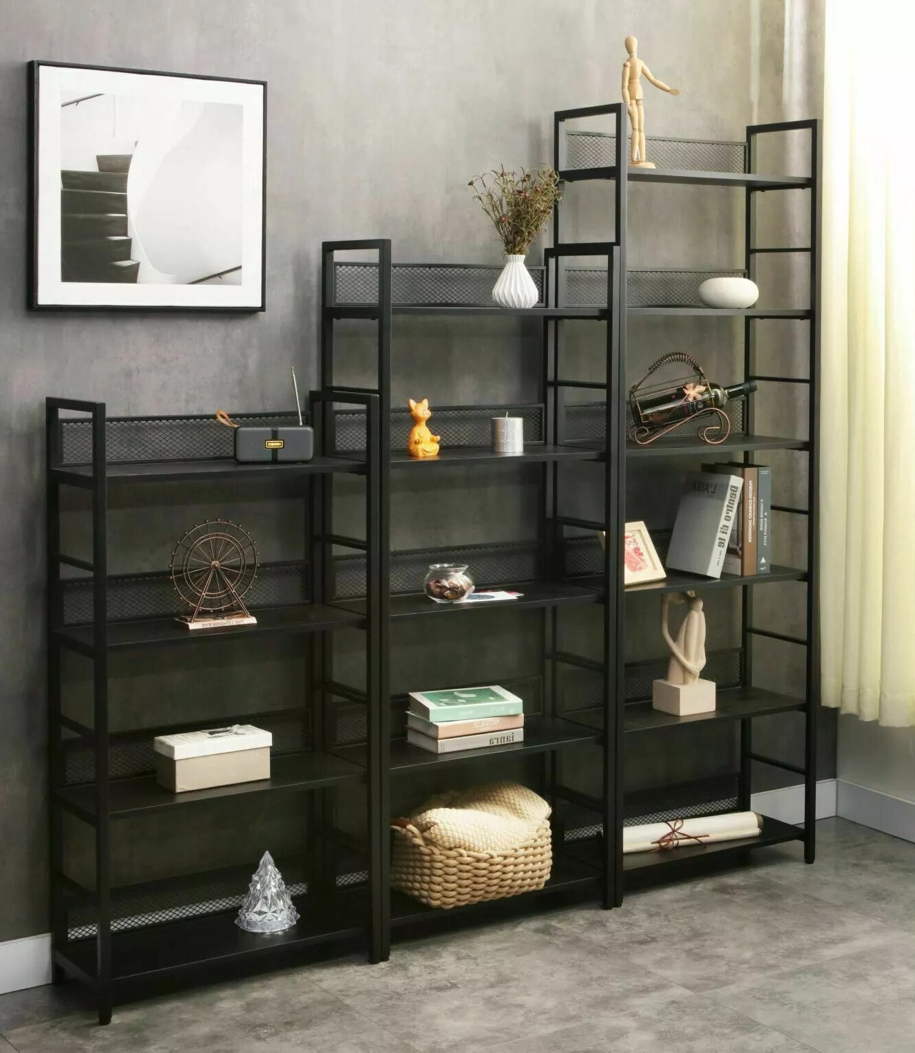 Könyvespolc Detroit 186 (Fekete)