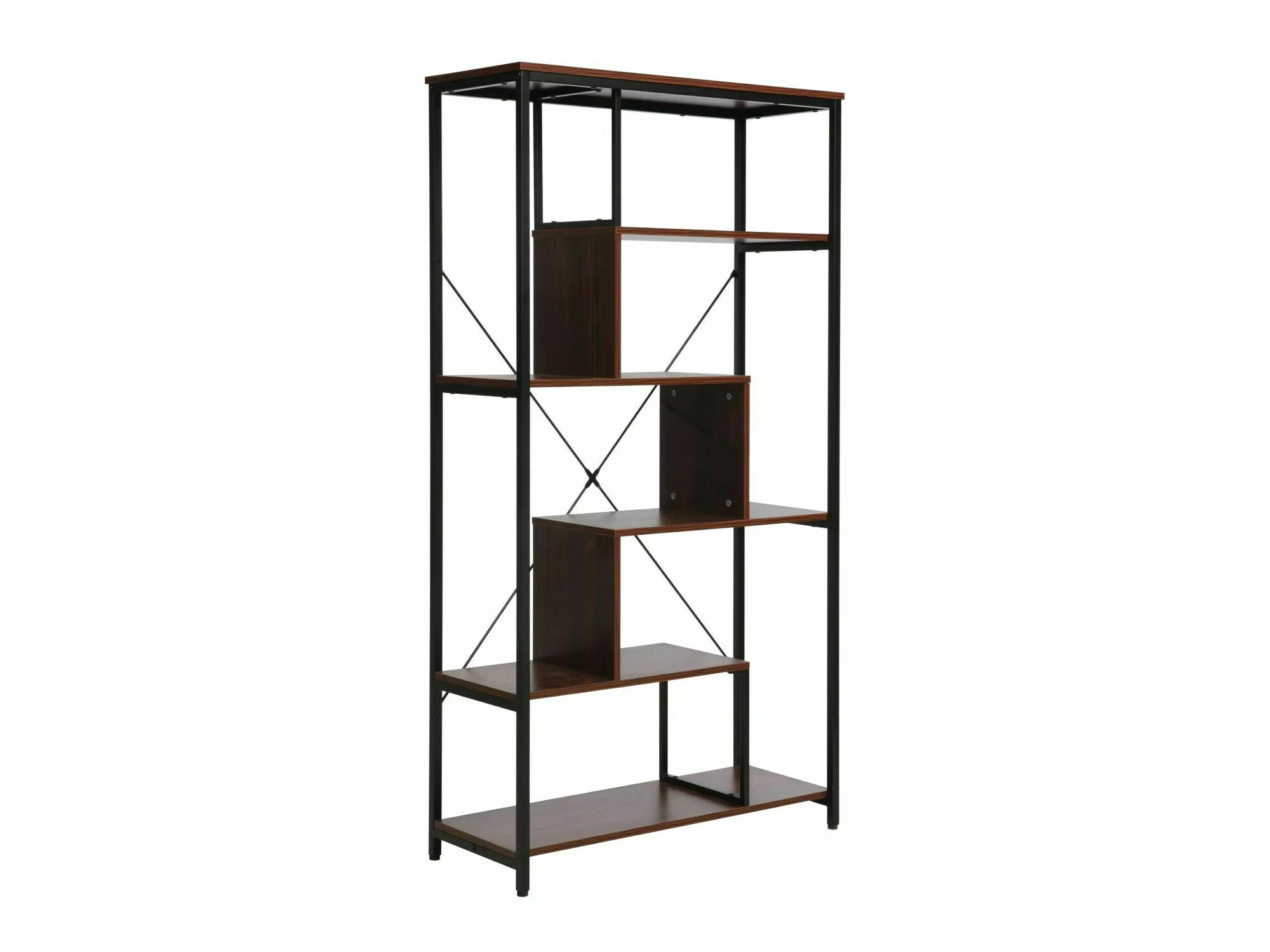 Könyvespolc Detroit 234 (Dió + Fekete)