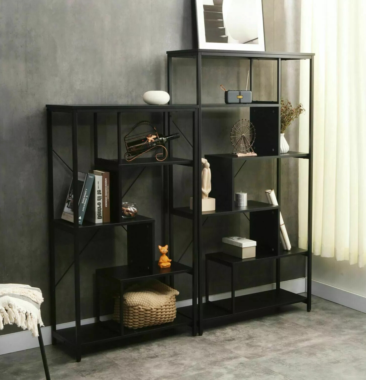 Könyvespolc Detroit 234 (Fekete)