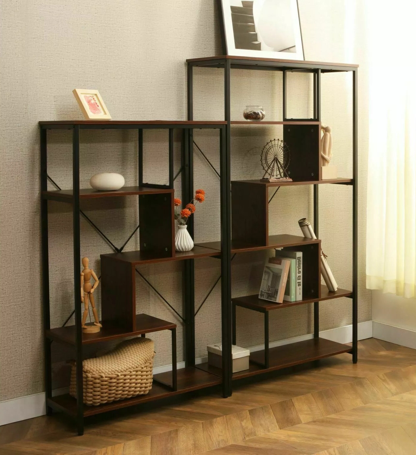 Könyvespolc Detroit 235 (Dió + Fekete)