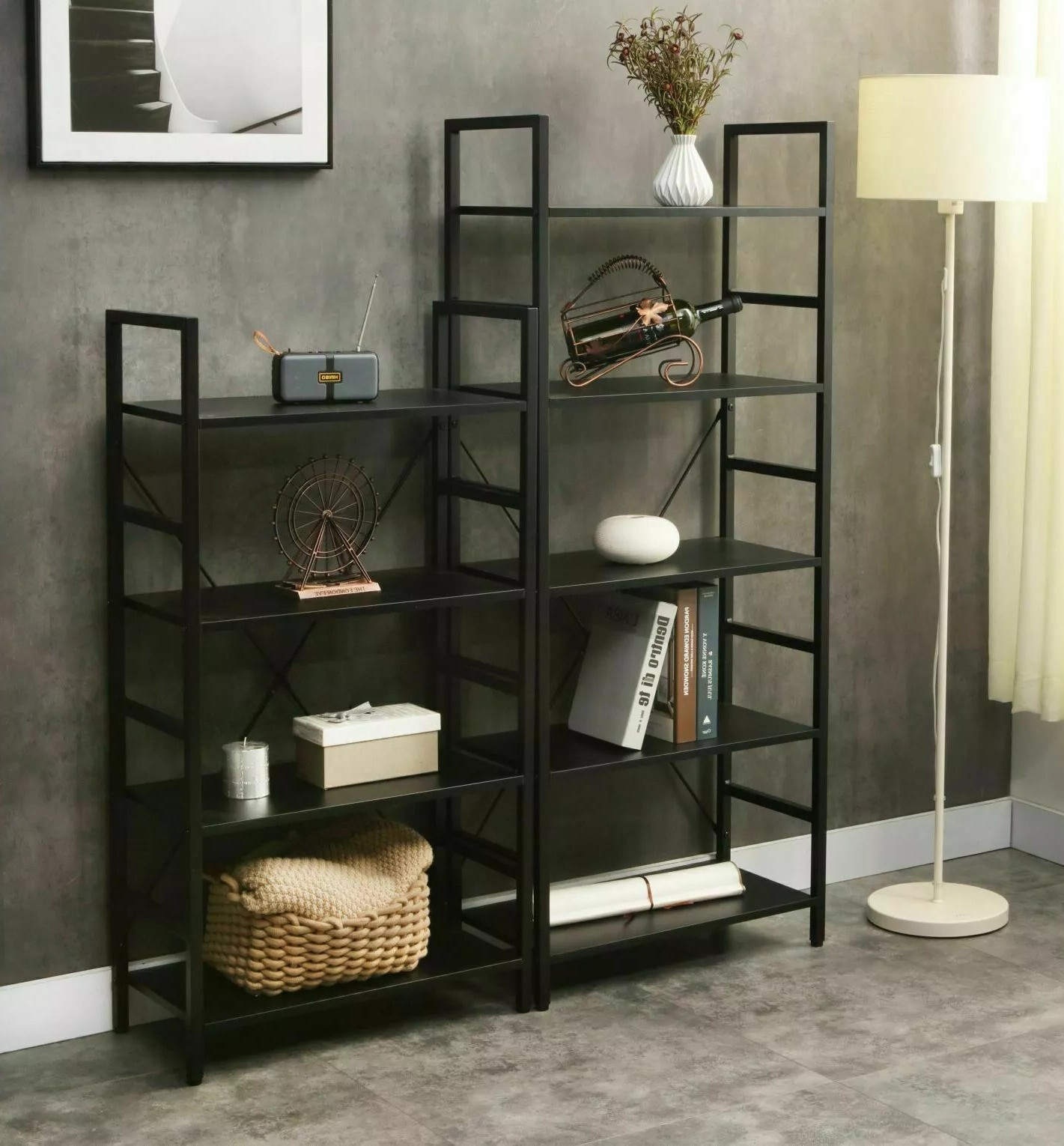 Könyvespolc Detroit 427 (Fekete)