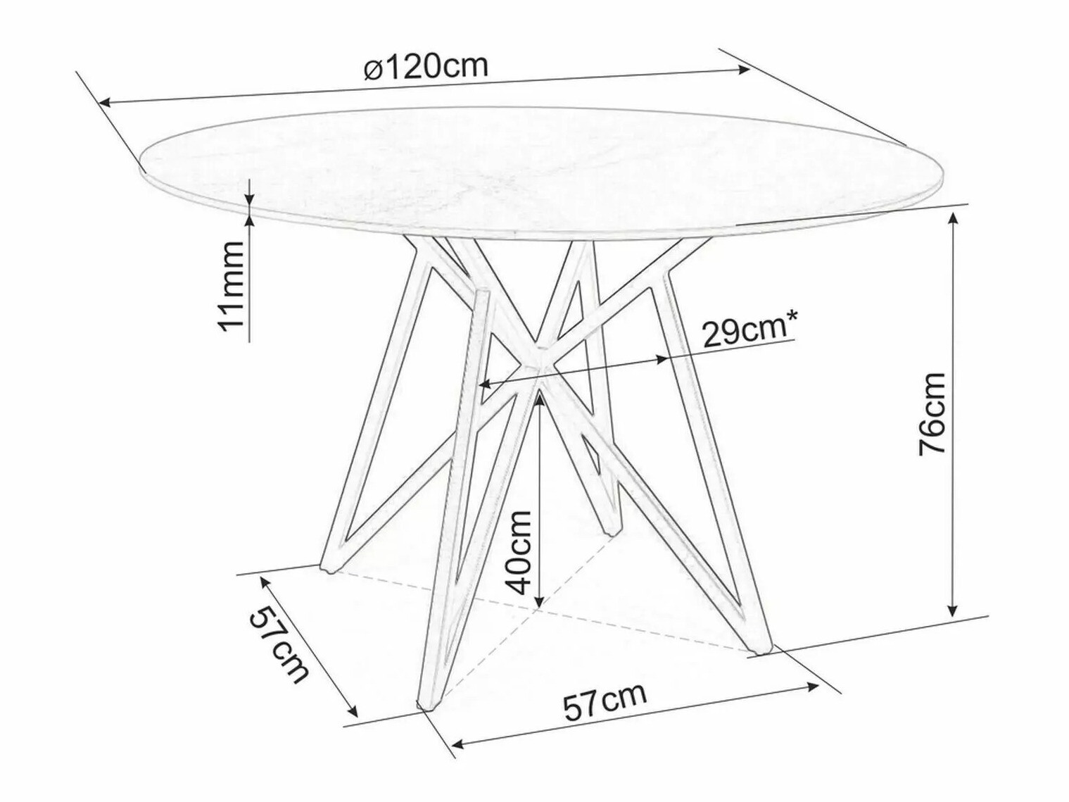 Asztal Detroit 341 (Szürke márvány + Fekete)