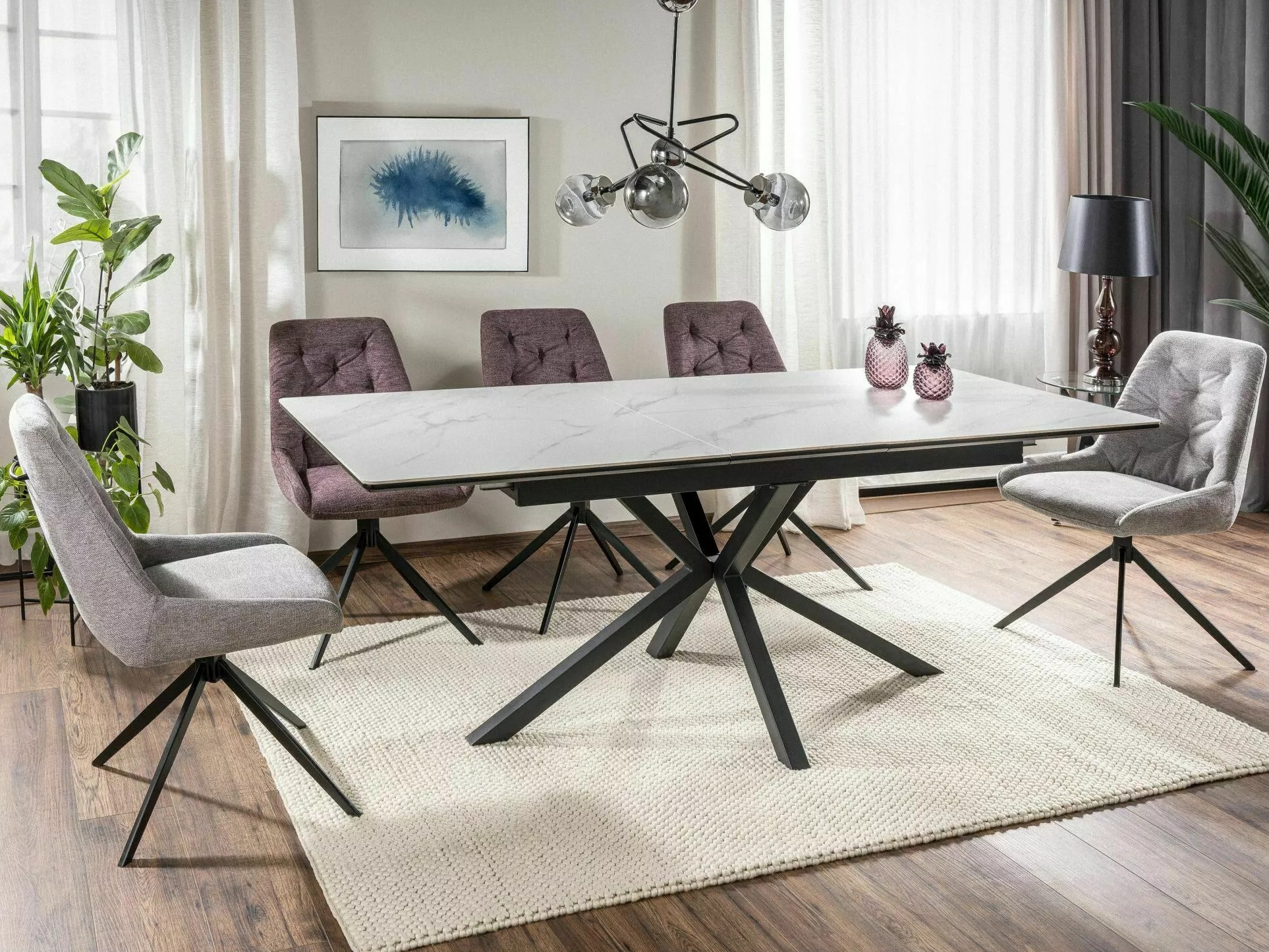 Asztal Detroit 374 (Fehér márvány + Fekete)