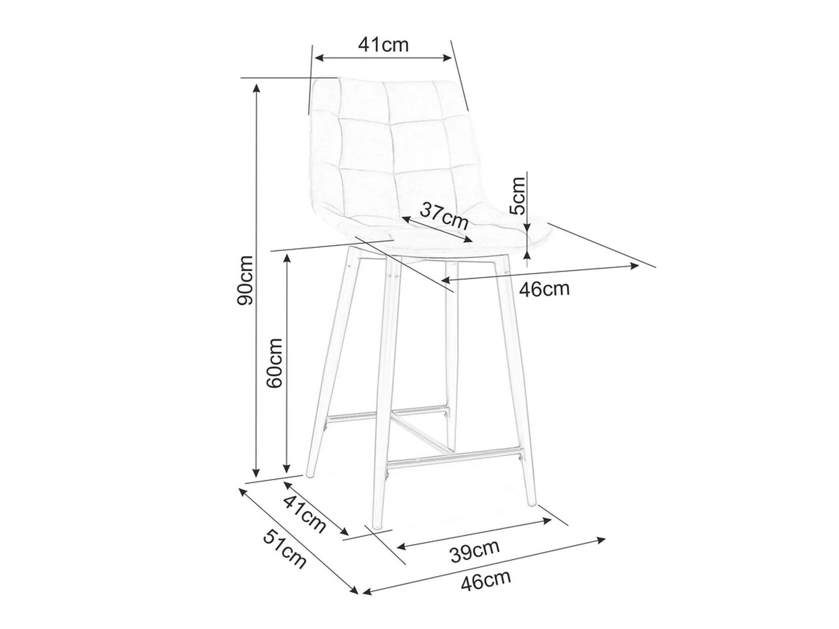 Alacsony bárszék Detroit 393 (Fekete)