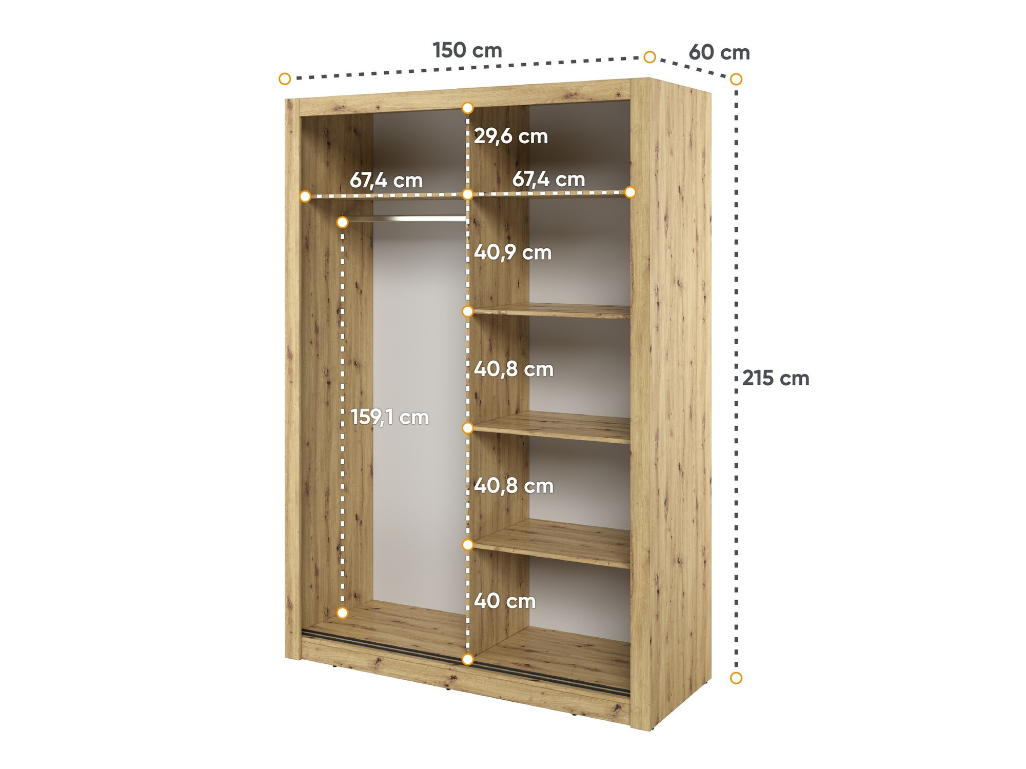 Gardróbszekrény Fresno 152 (Artisan tölgy)