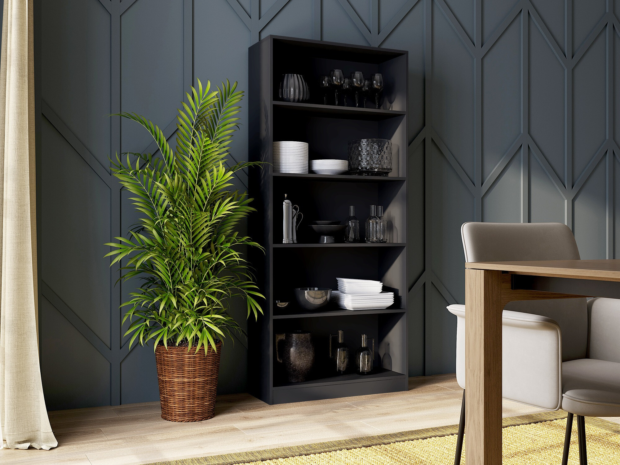 Könyvespolc Mandeville 253 (Fekete)