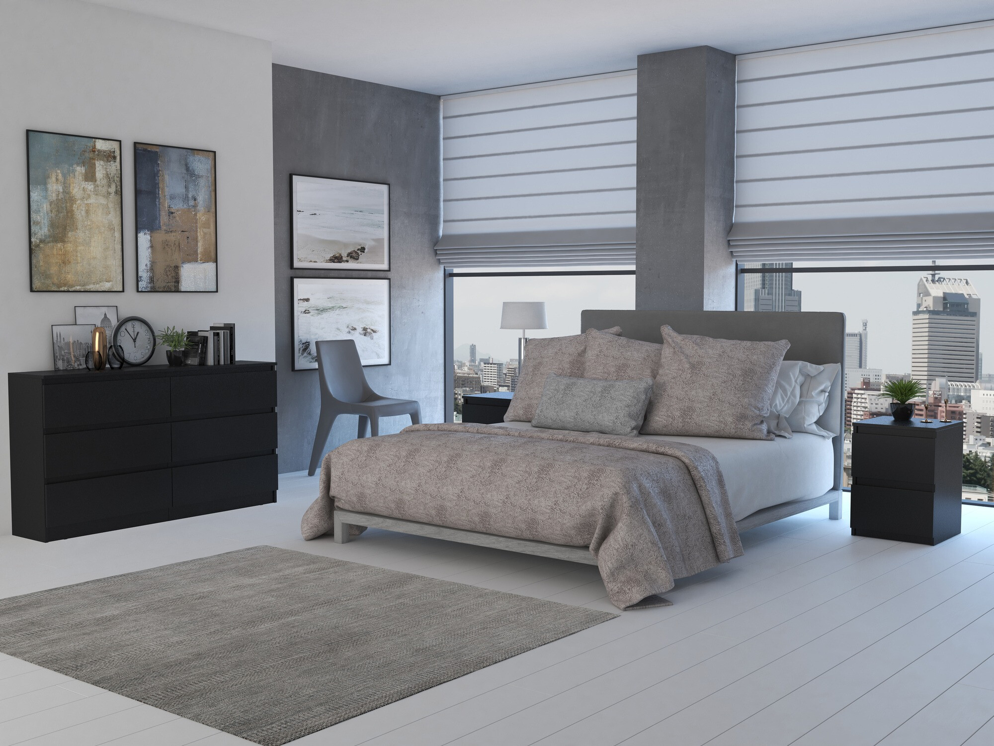 Komód Elbvelu 102 (Fekete)