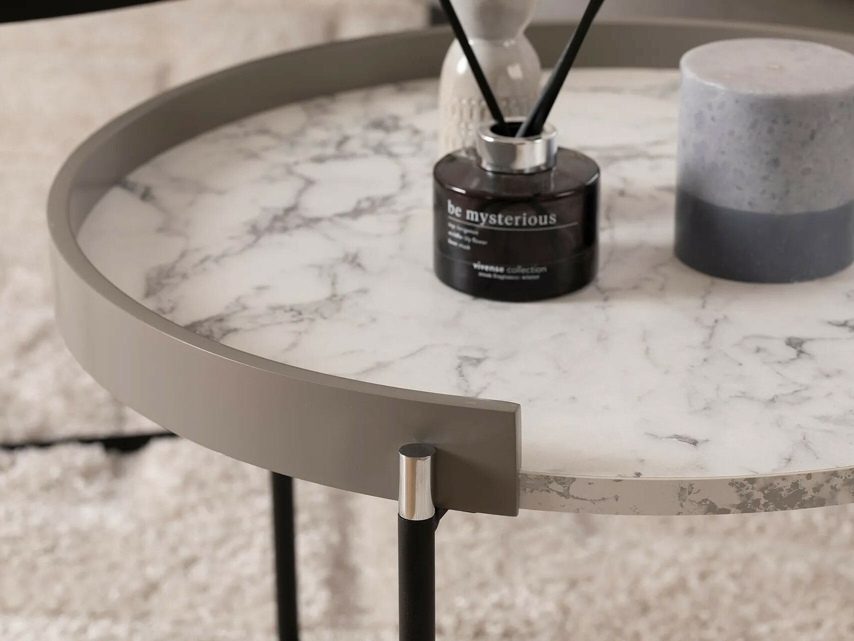 Dohányzóasztal szett Kailua 2135 (Antracit + Szürke márvány)