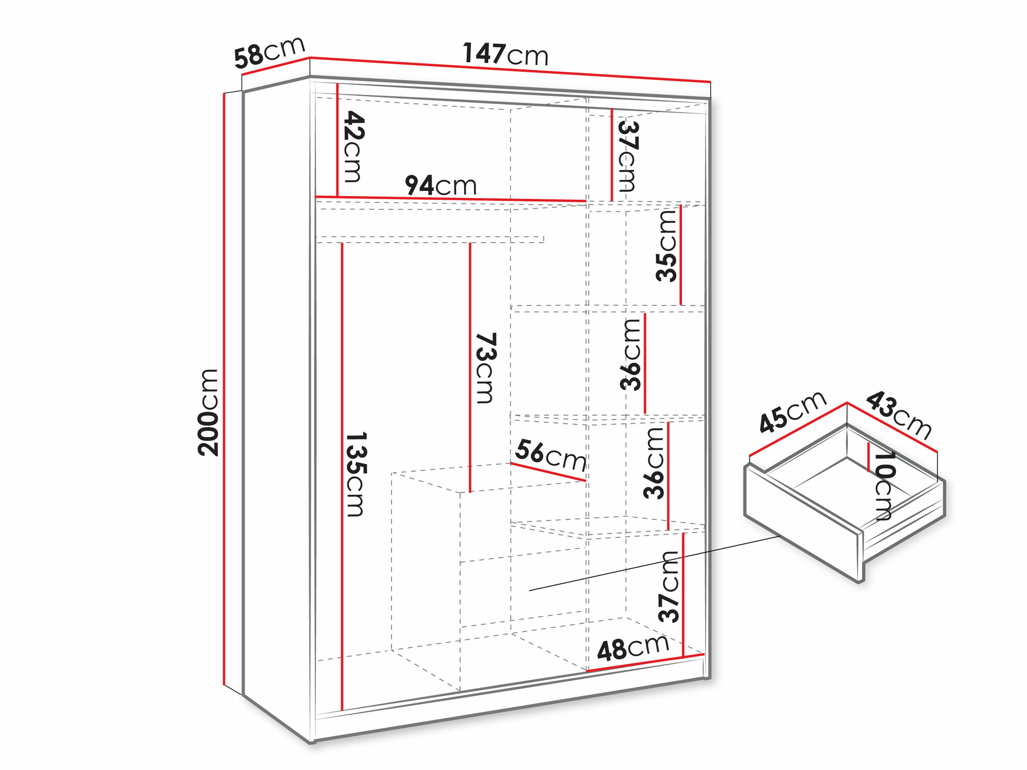 Gardróbszekrény Dortivu 153 (Grafit)