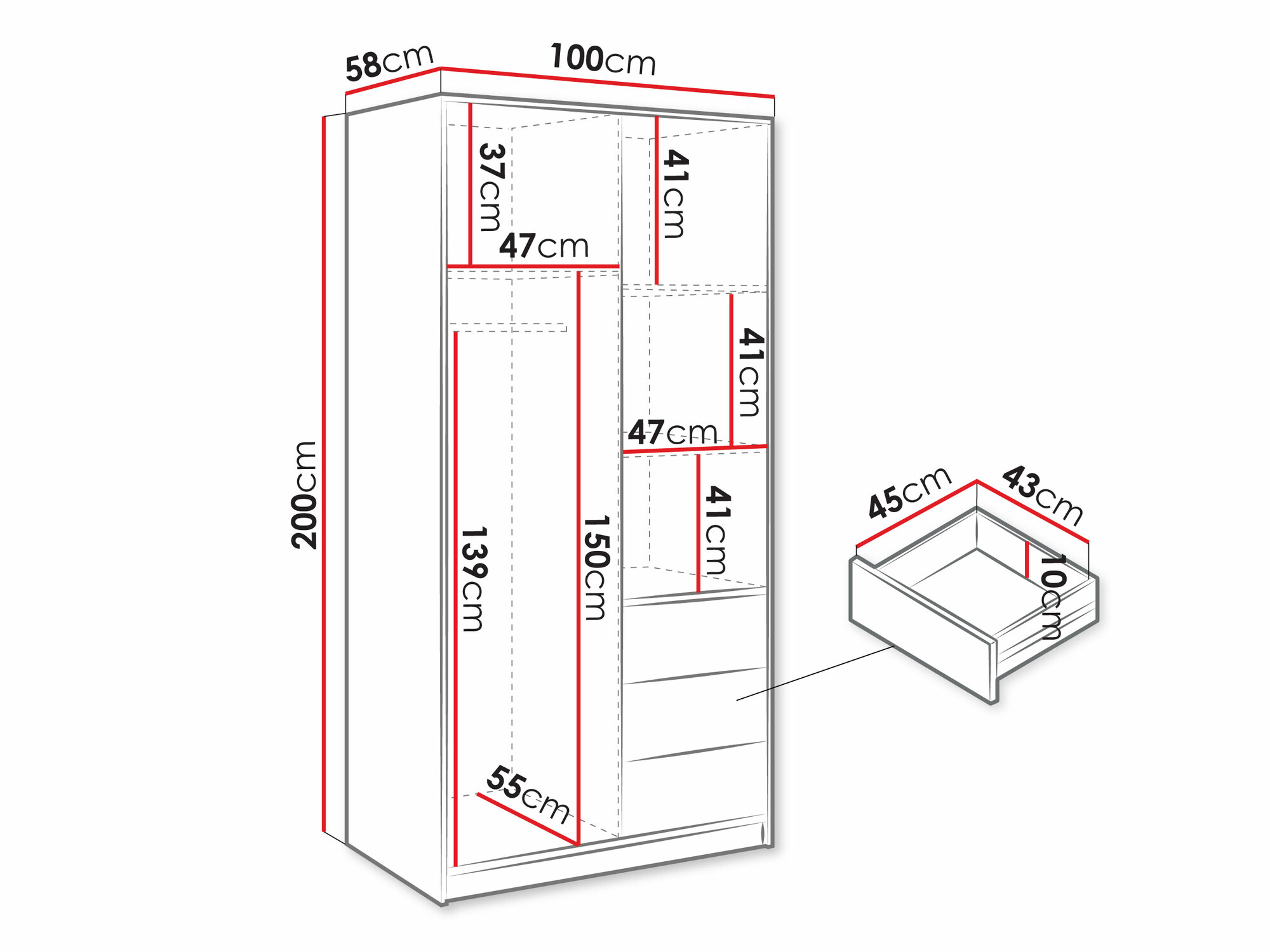 Gardróbszekrény Collis (Wotan tölgy + Fekete)