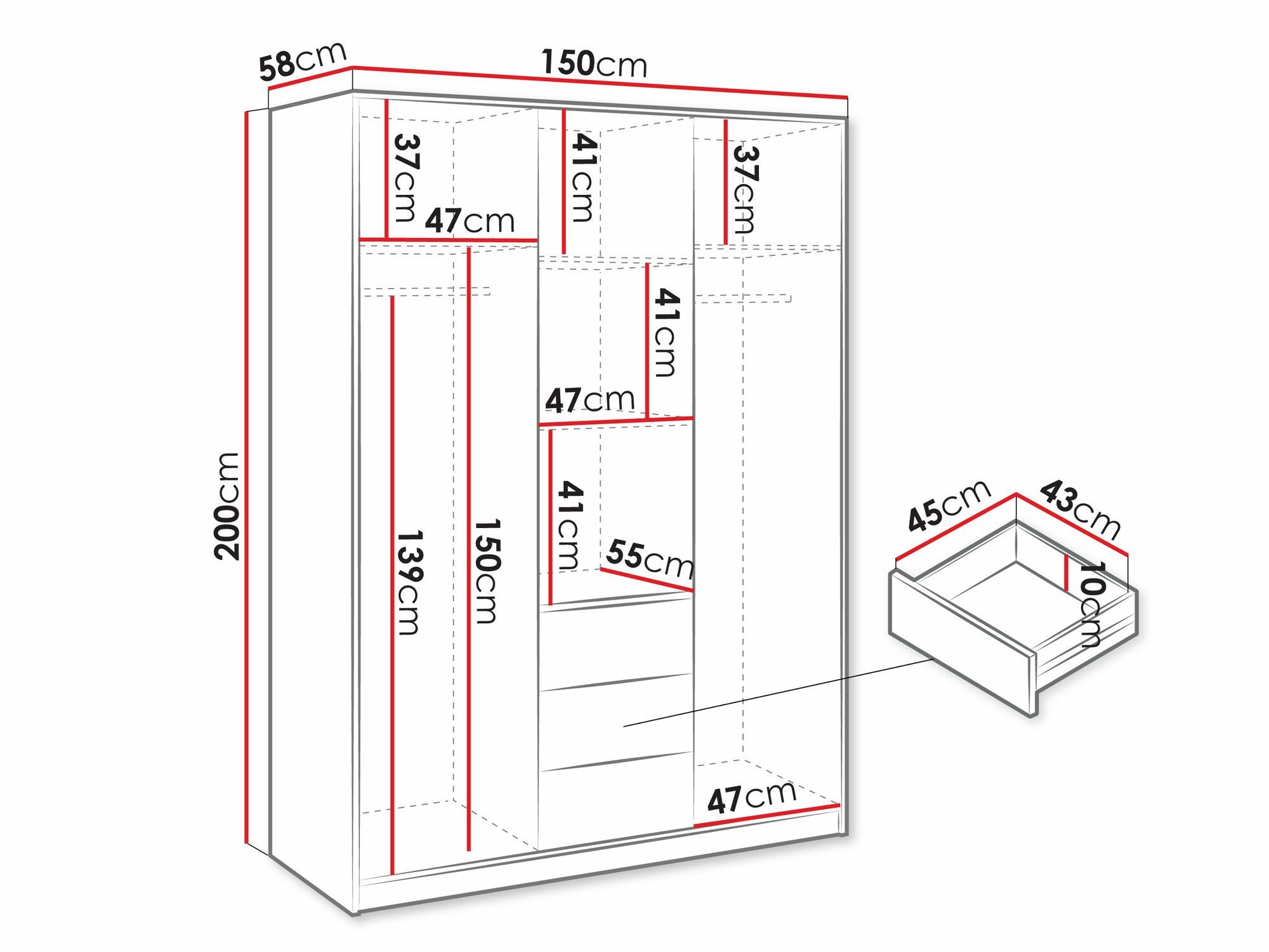 Gardróbszekrény Enolevo 106 (Fehér + Wotan tölgy)