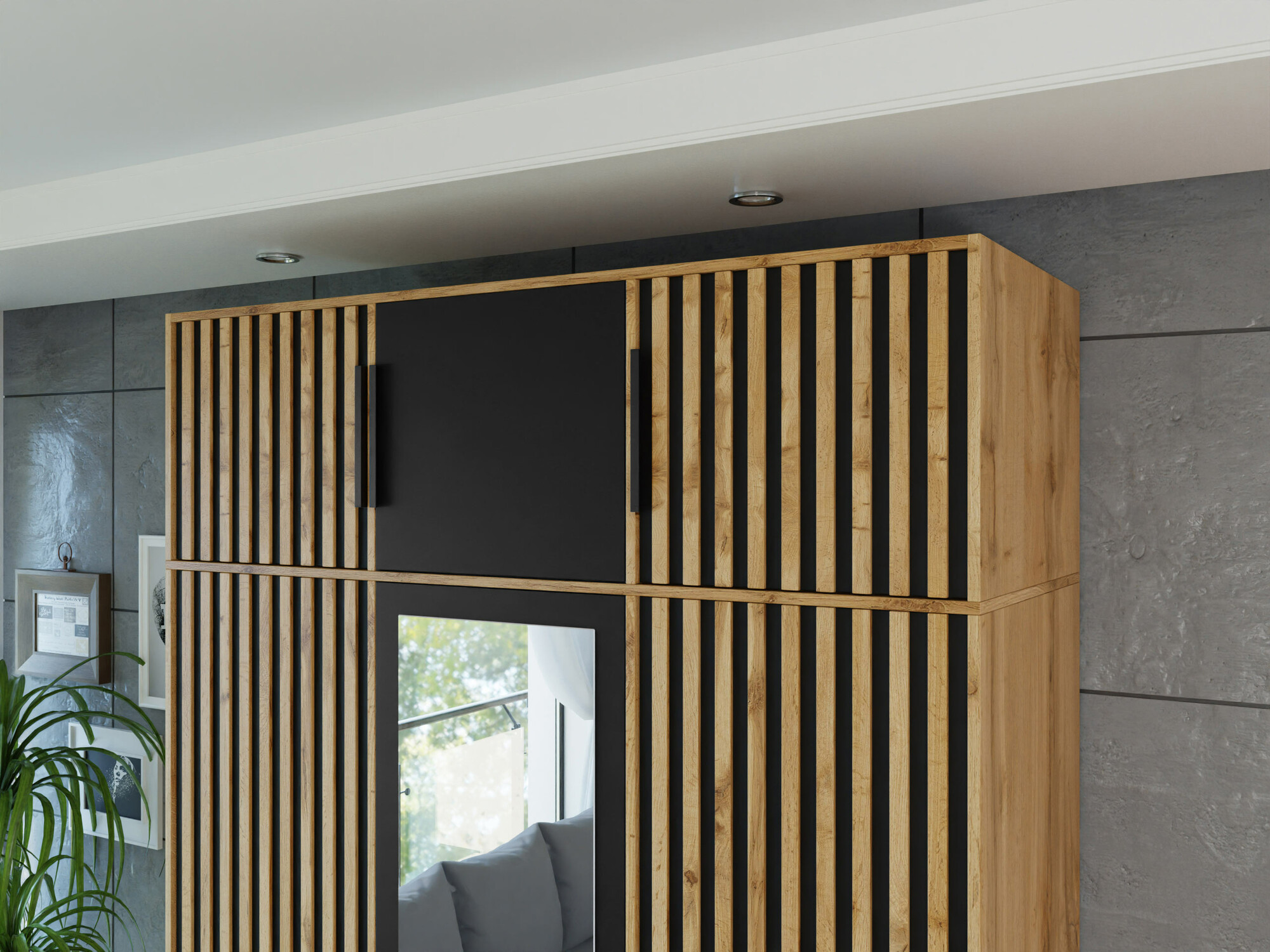 Szekrény Collis I (Wotan tölgy + Fekete)