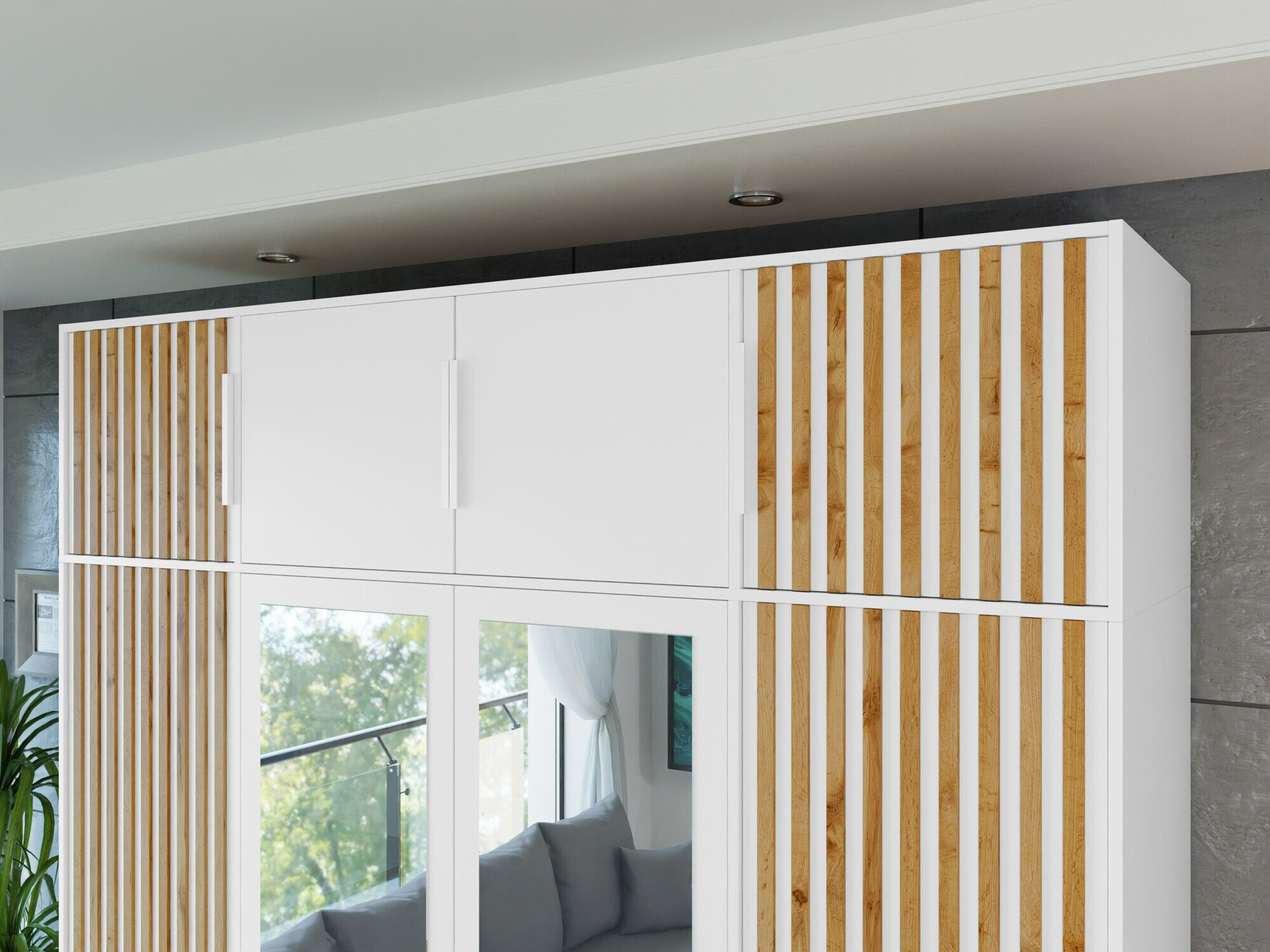 Szekrény Collis II (Fehér + Wotan tölgy)