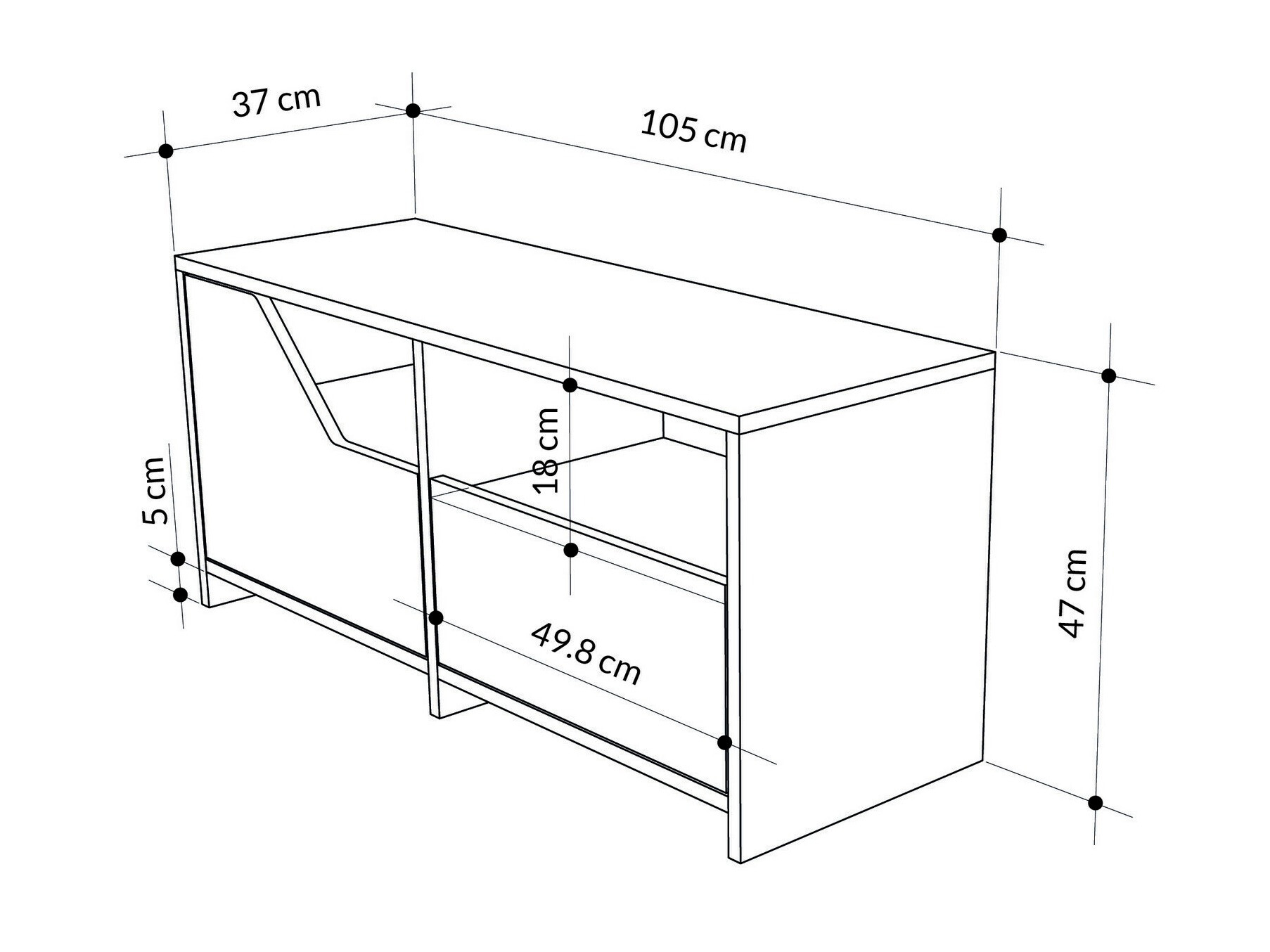 Cipőtároló Asheboro 111 (Fehér + Tölgy)