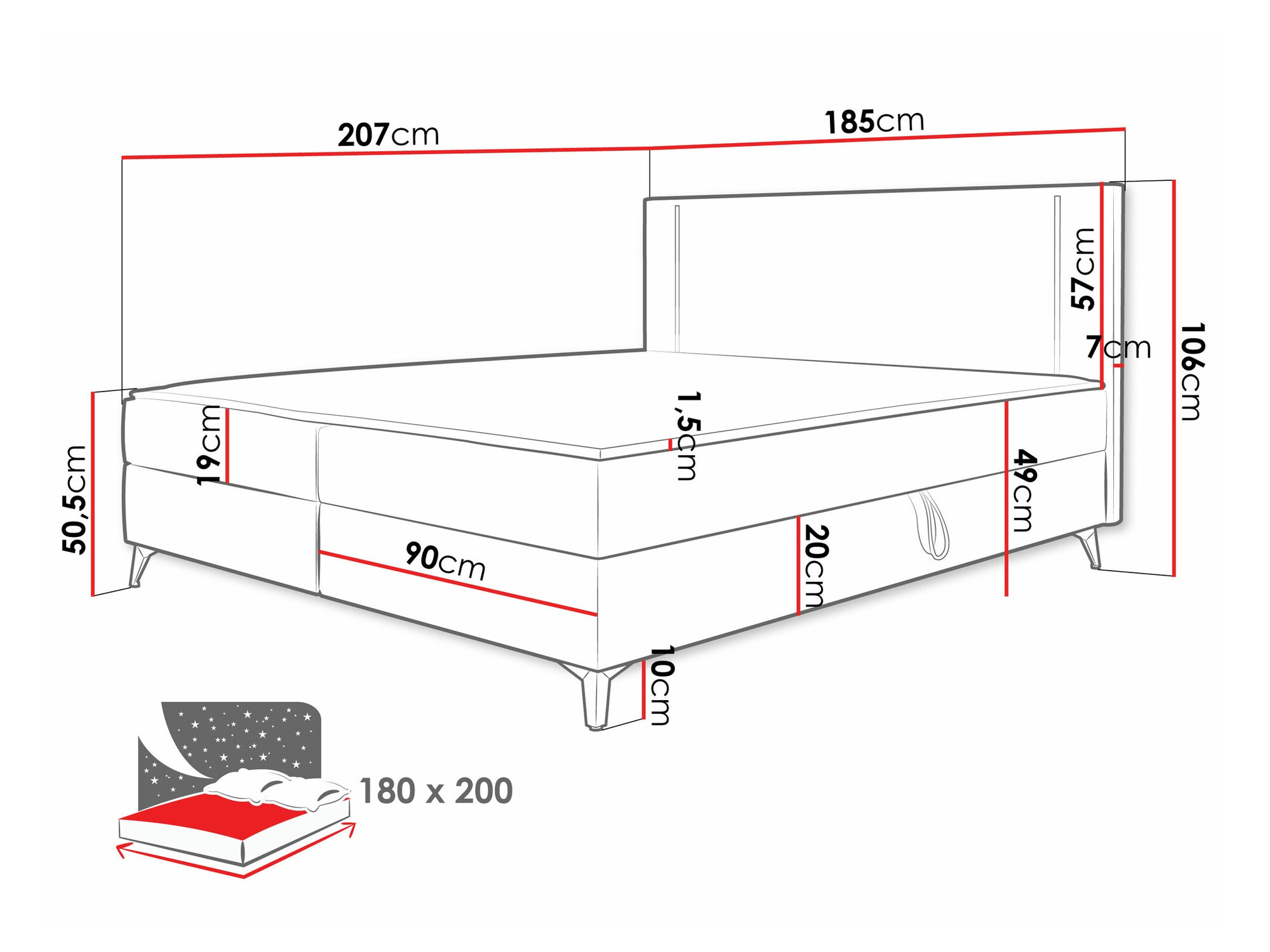 Kontinentális ágy Memphis 147 (Manila 16)