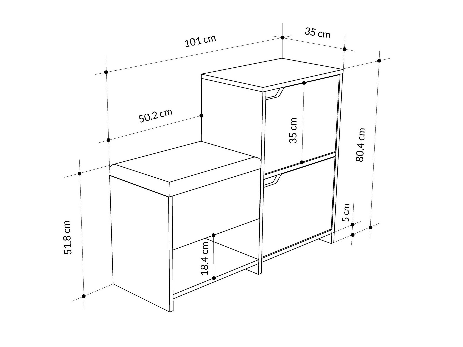 Cipőtároló Kailua 2150 (Antracit + Tölgy)