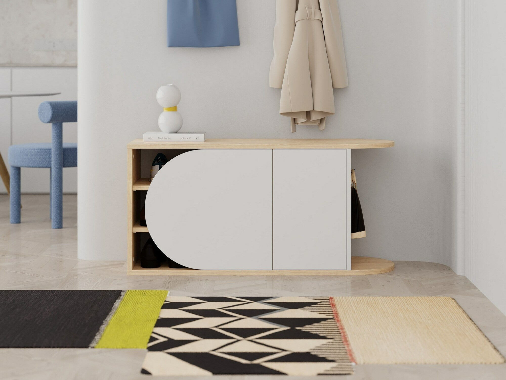 Cipőtároló Kailua 2151 (Fehér + Tölgy)