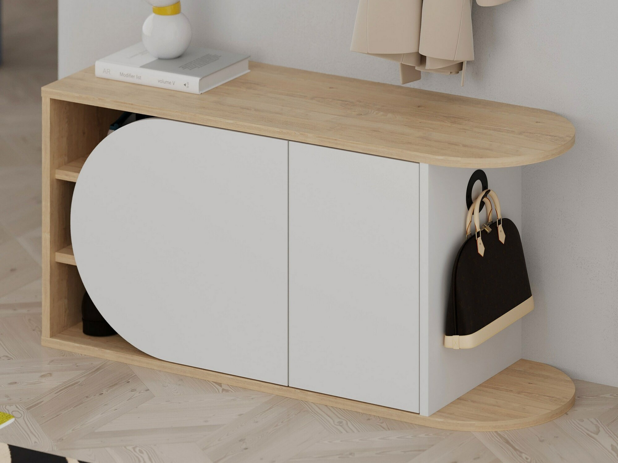 Cipőtároló Kailua 2151 (Fehér + Tölgy)