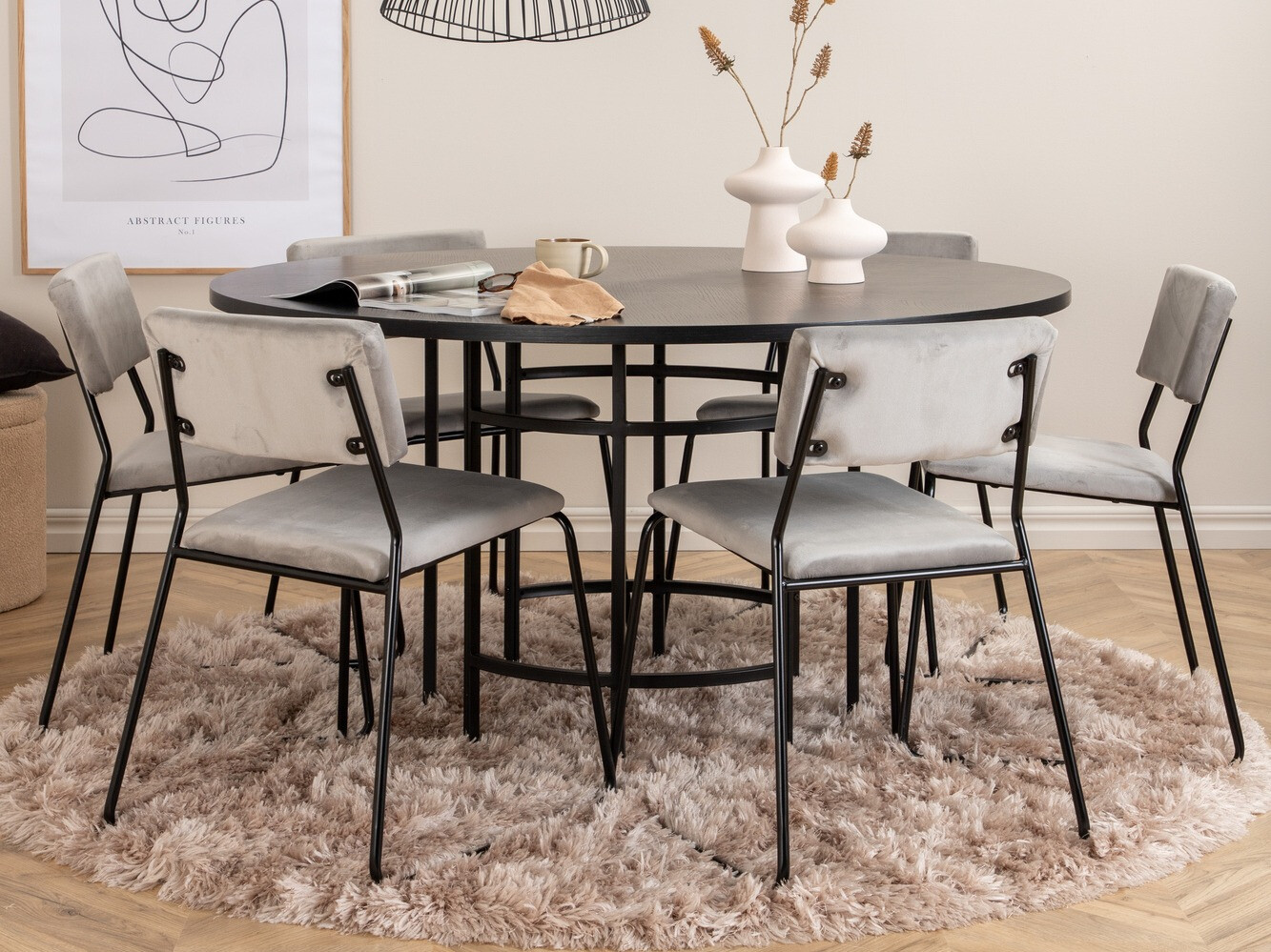 Étkezőgarnitúra Dallas 2399 (Fekete + Szürke)