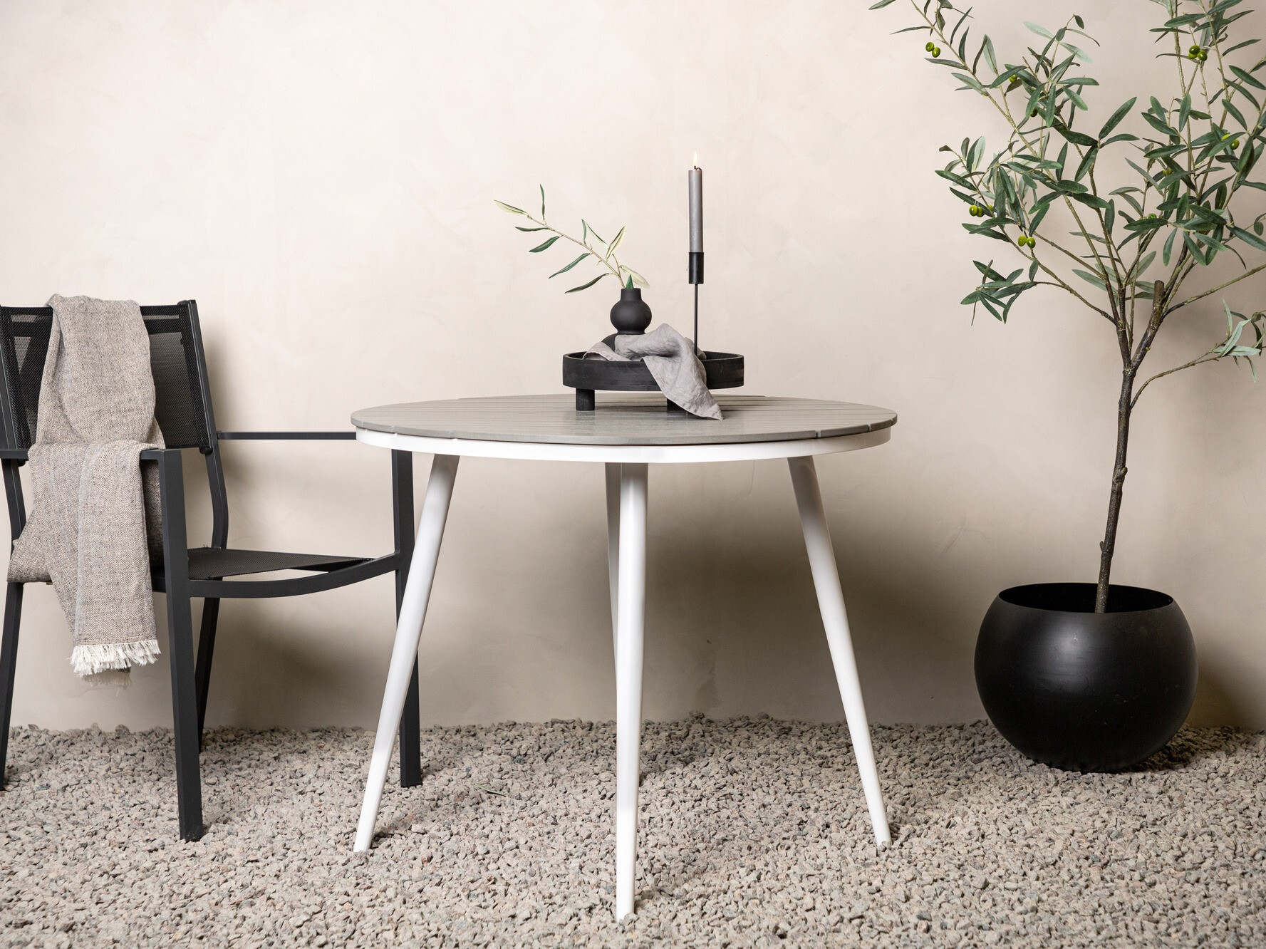 Kerti asztal Dallas 2463 (Fehér + Szürke)