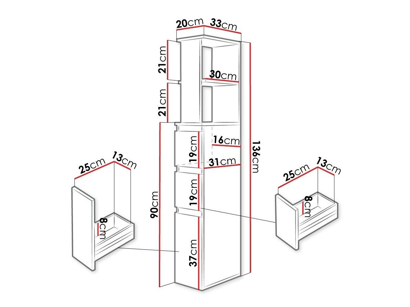 Álló fürdőszoba szekrény Comfivo 384