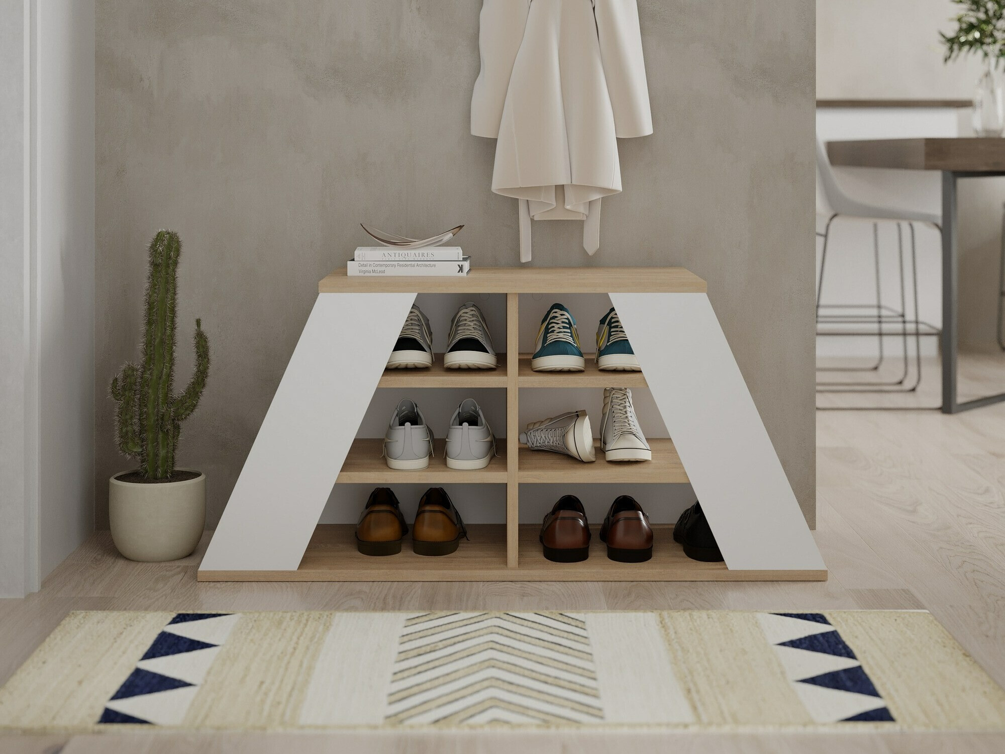 Cipőtároló Kailua 2157 (Fehér + Tölgy)