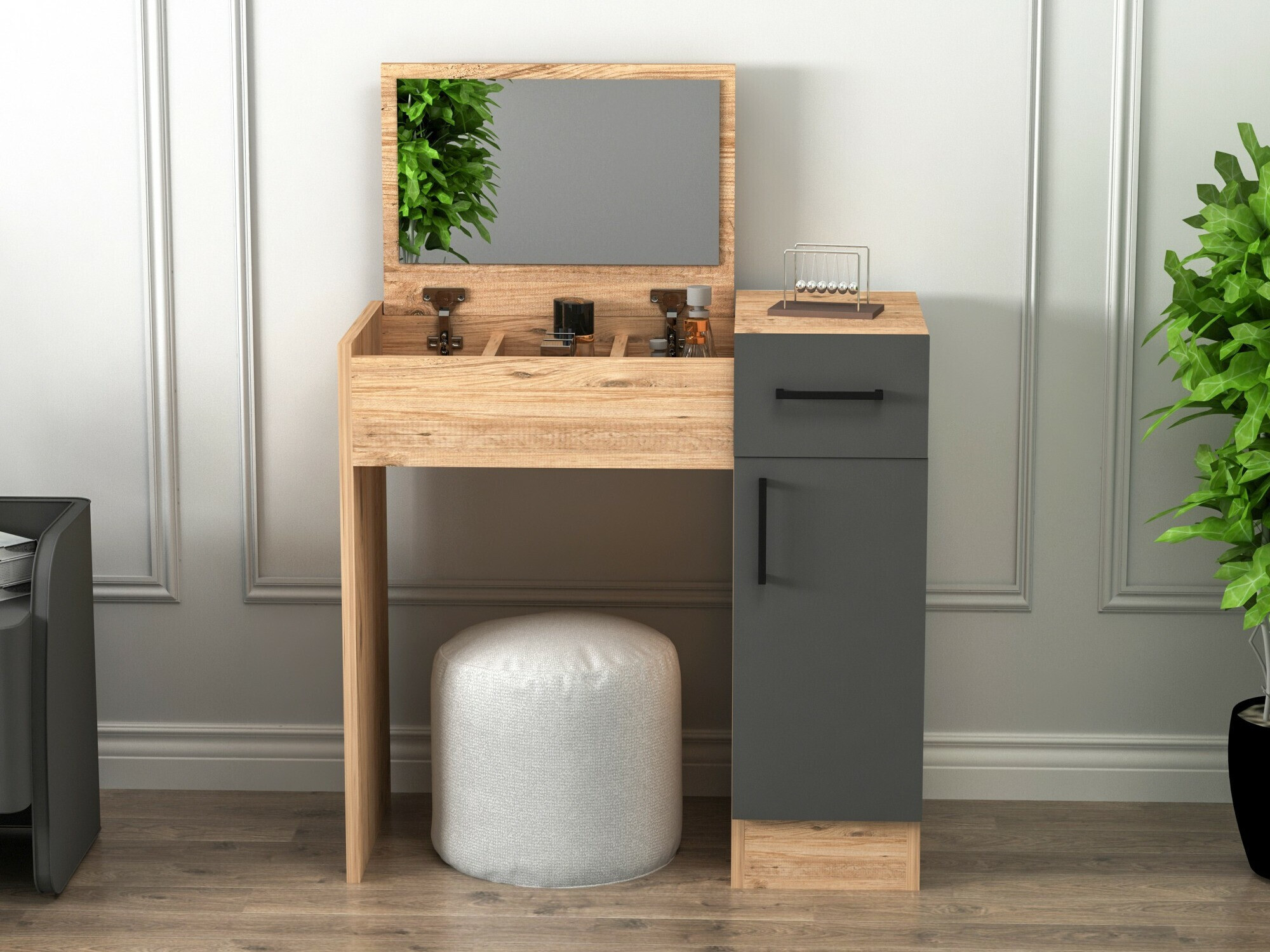 Fésülködő asztal Kailua 2162 (Antracit + Fenyő)