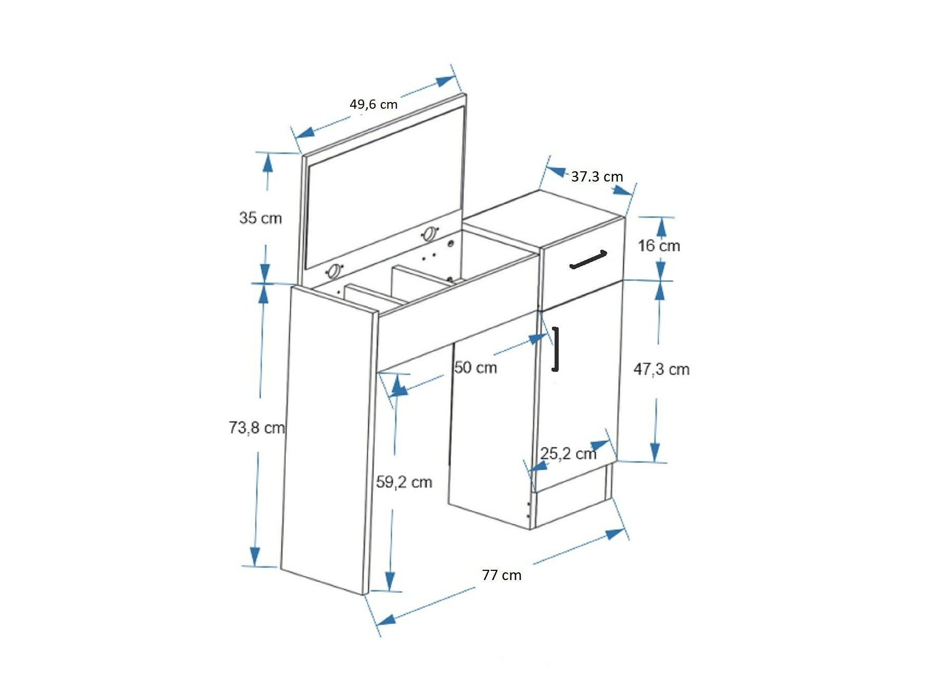 Fésülködő asztal Kailua 2162 (Antracit + Fenyő)