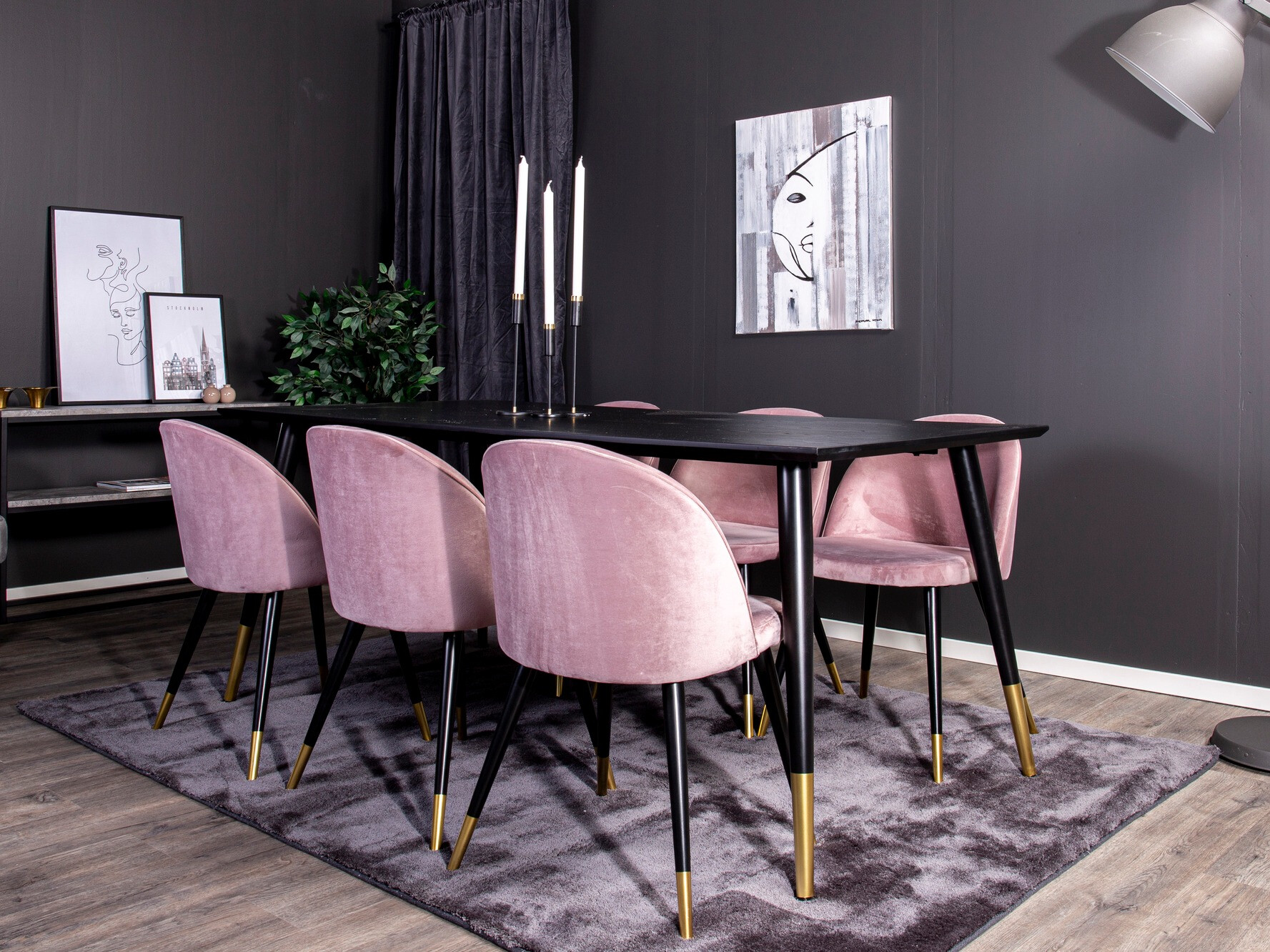 Étkezőgarnitúra Dallas 346 (Rózsaszín + Fekete)