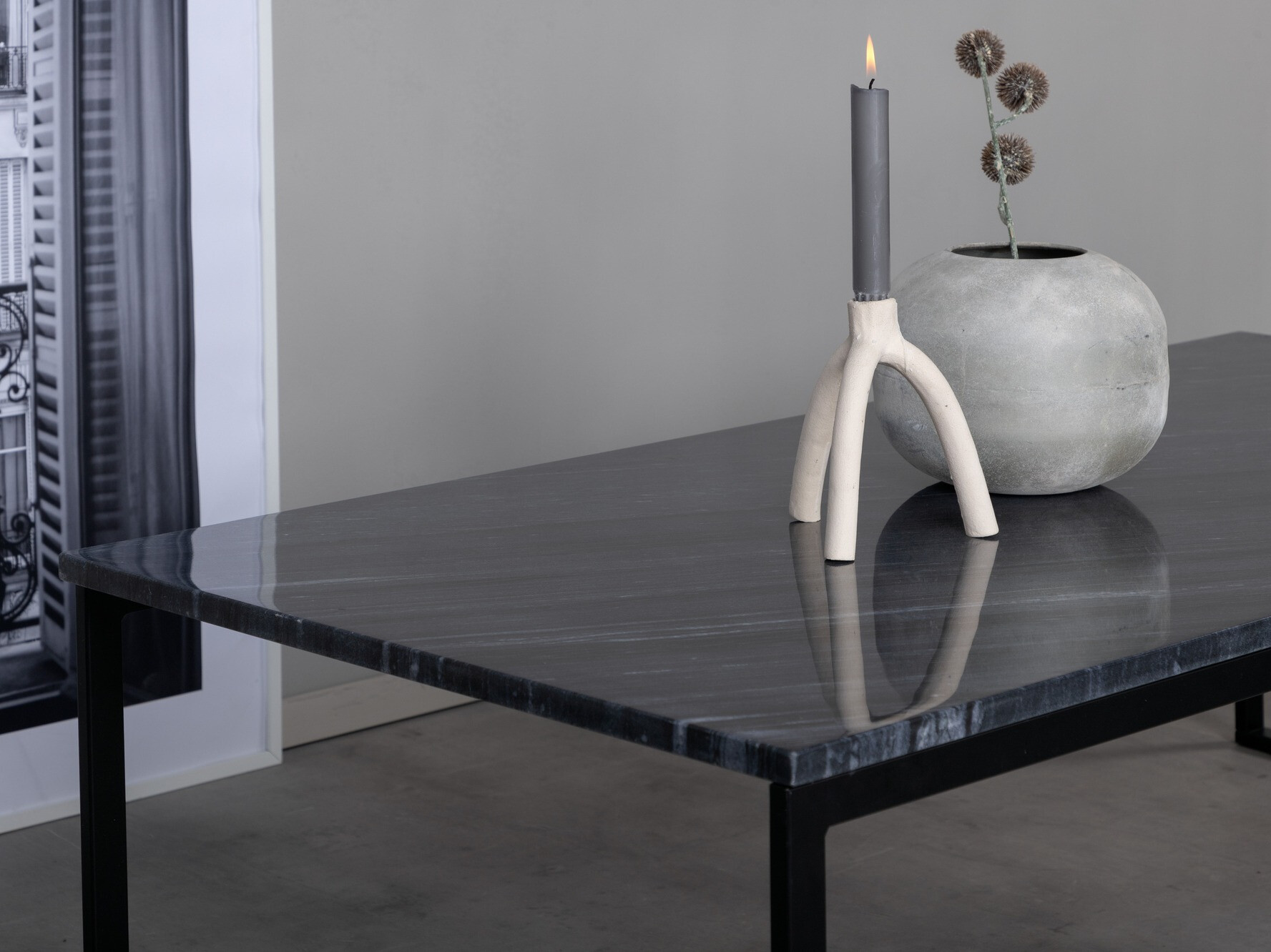 Dohányzóasztal Dallas 179 (Szürke márvány + Fekete)