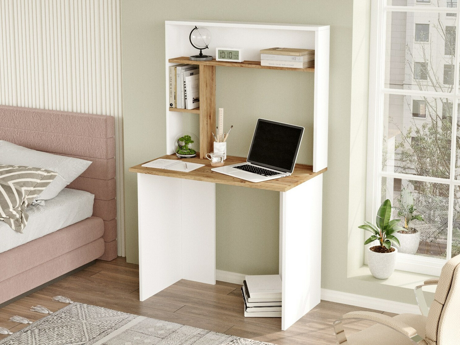 Íróasztal Asheboro 117 (Fehér + Fenyő)