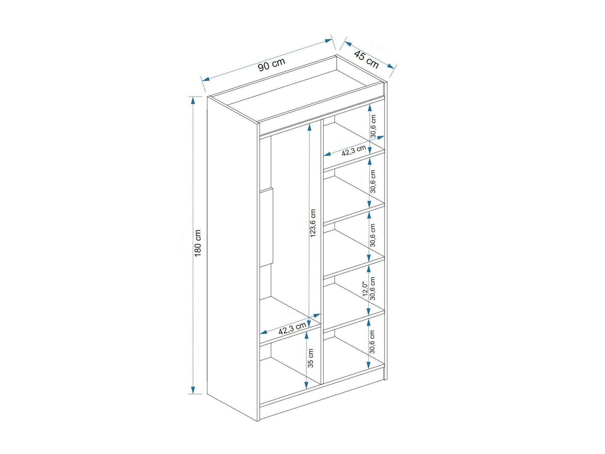 Gardróbszekrény Kailua 2186 (Antracit + Fenyő)