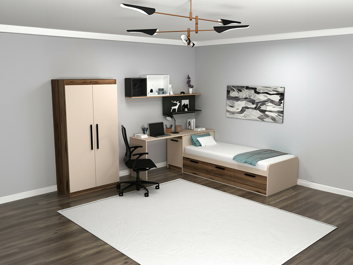 Fali polc Kailua 2184 (Fehér + Antracit + Fenyő)