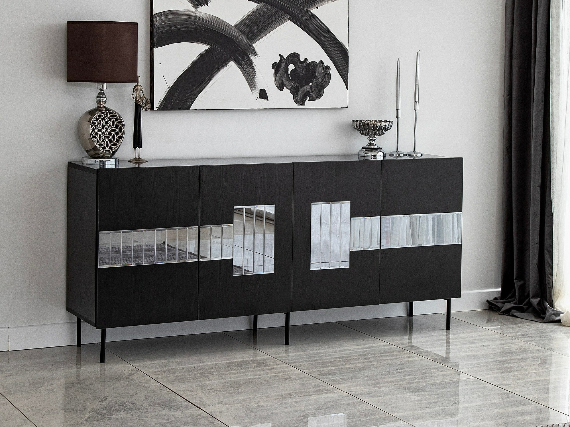 Szekrény Kailua 2202 (Fekete + ezüst)