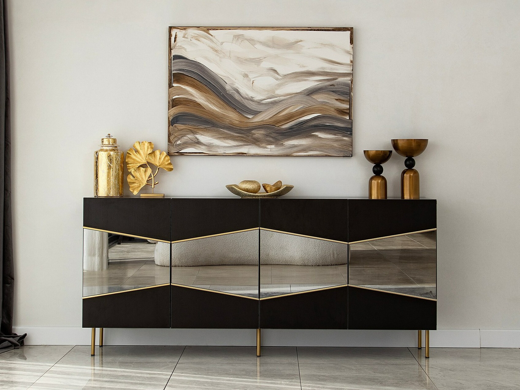 Szekrény Kailua 2210 (Fekete + Aranysárga)