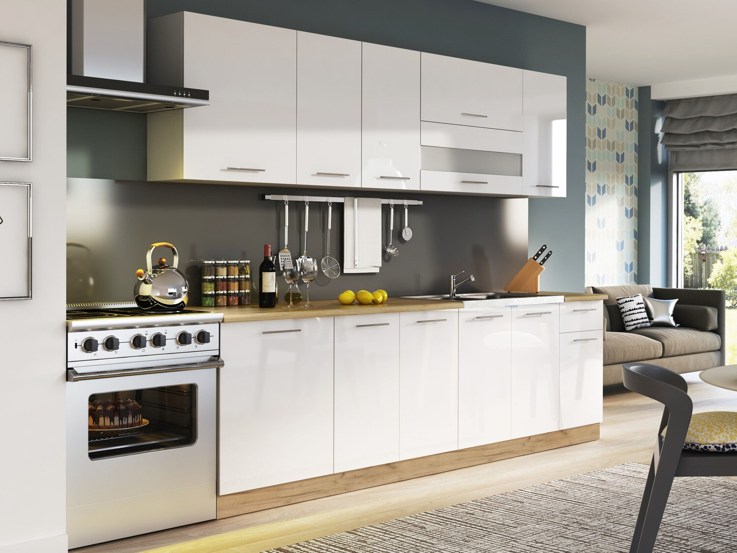 Moduláris mosogató szekrény ajtókkal Tiffa White 134