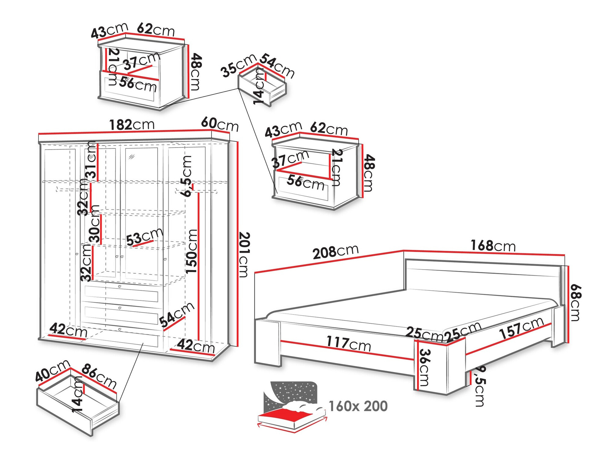 Hálószoba garnitúra Comfivo Ruvlare 108