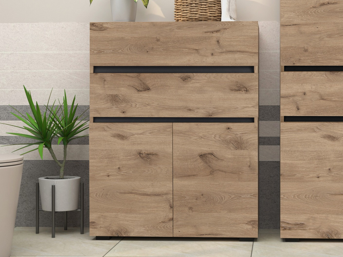 Álló fürdőszoba szekrény Soncamu 101 (Tölgy)