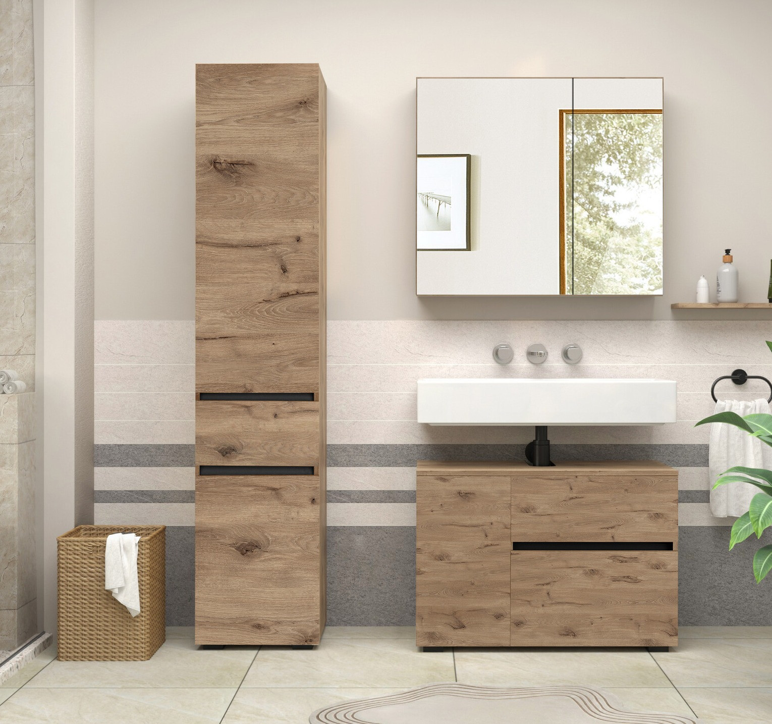 Fali szekrény mosdónak Soncamu 107 (Tölgy)