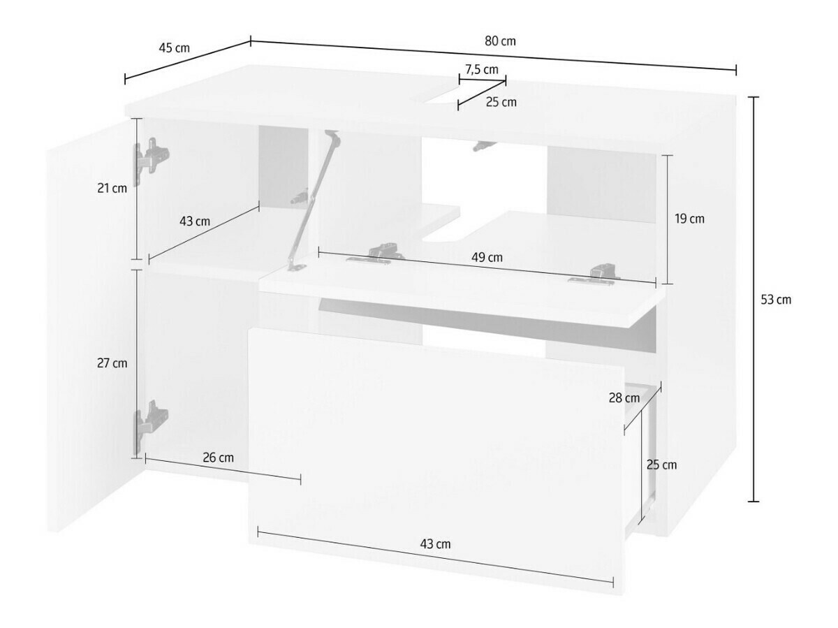 Fali szekrény mosdónak Soncamu 107 (Tölgy)