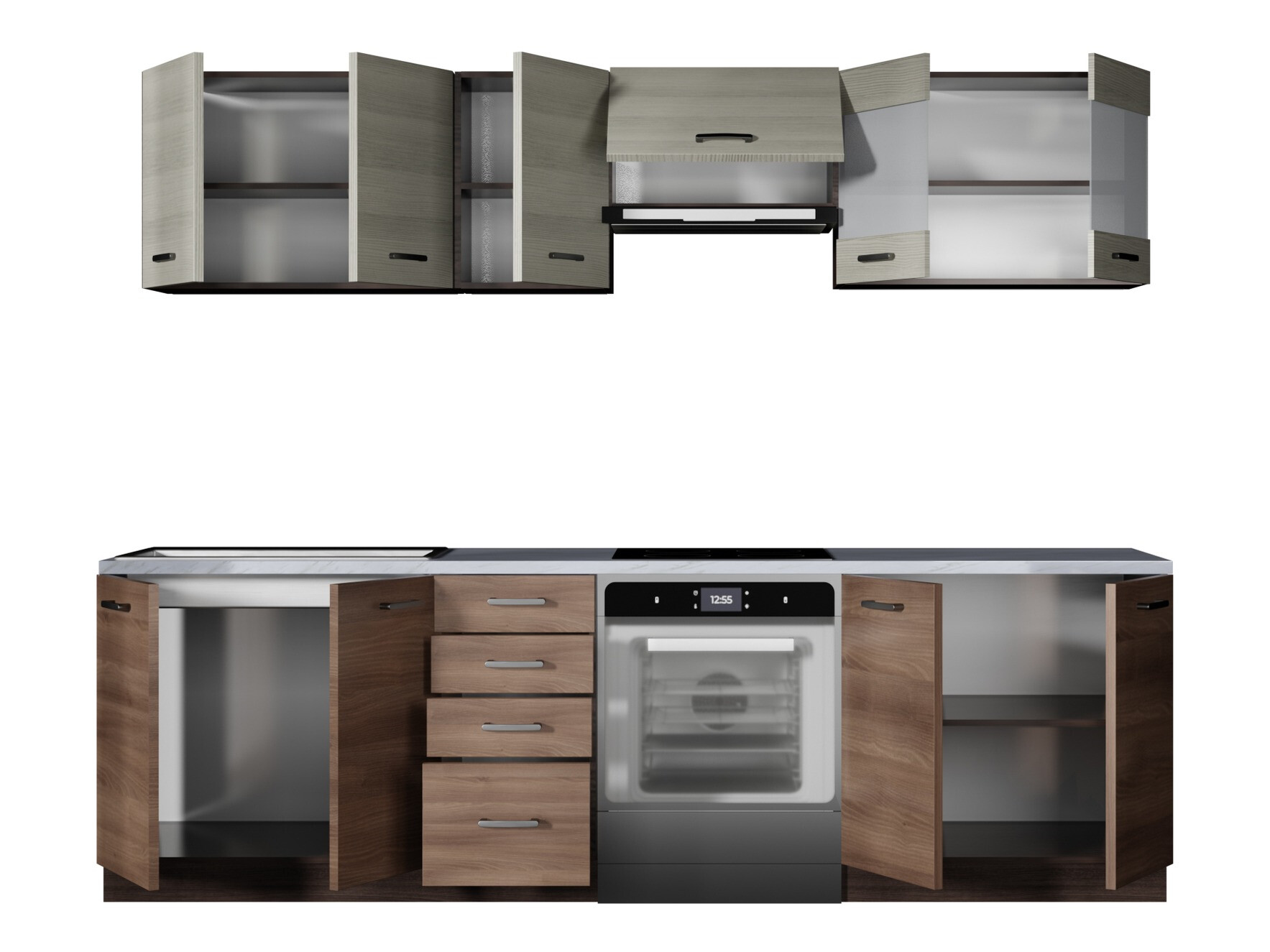 Konyhabútor Houston 1138 (Sötét tölgy + Világos tölgy)