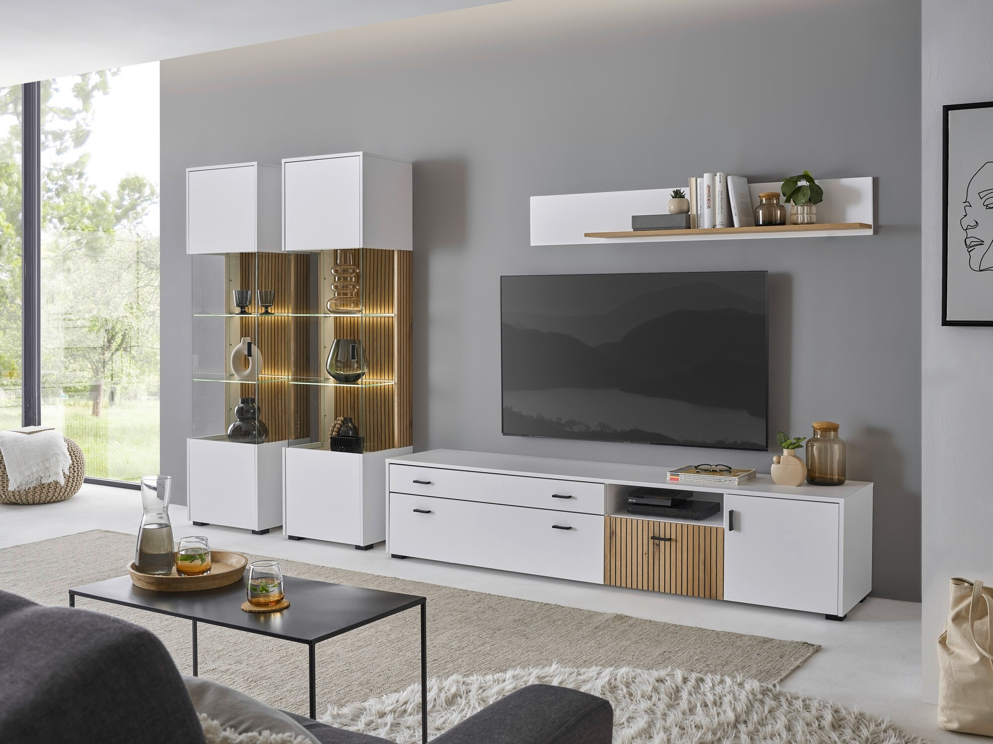 Nappali szett Belmelu 117 (Fehér + Tölgy)