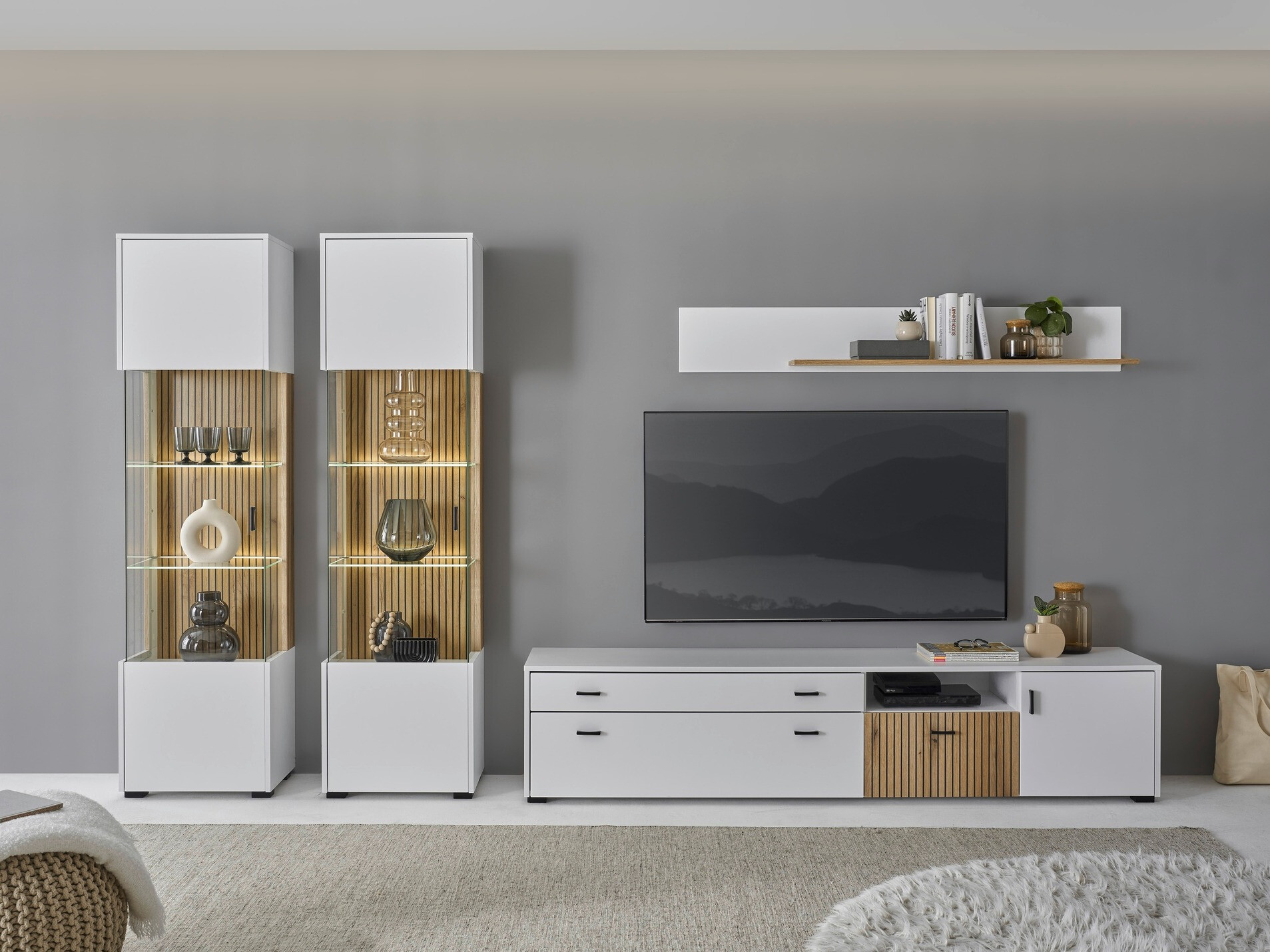 Nappali szett Belmelu 117 (Fehér + Tölgy)