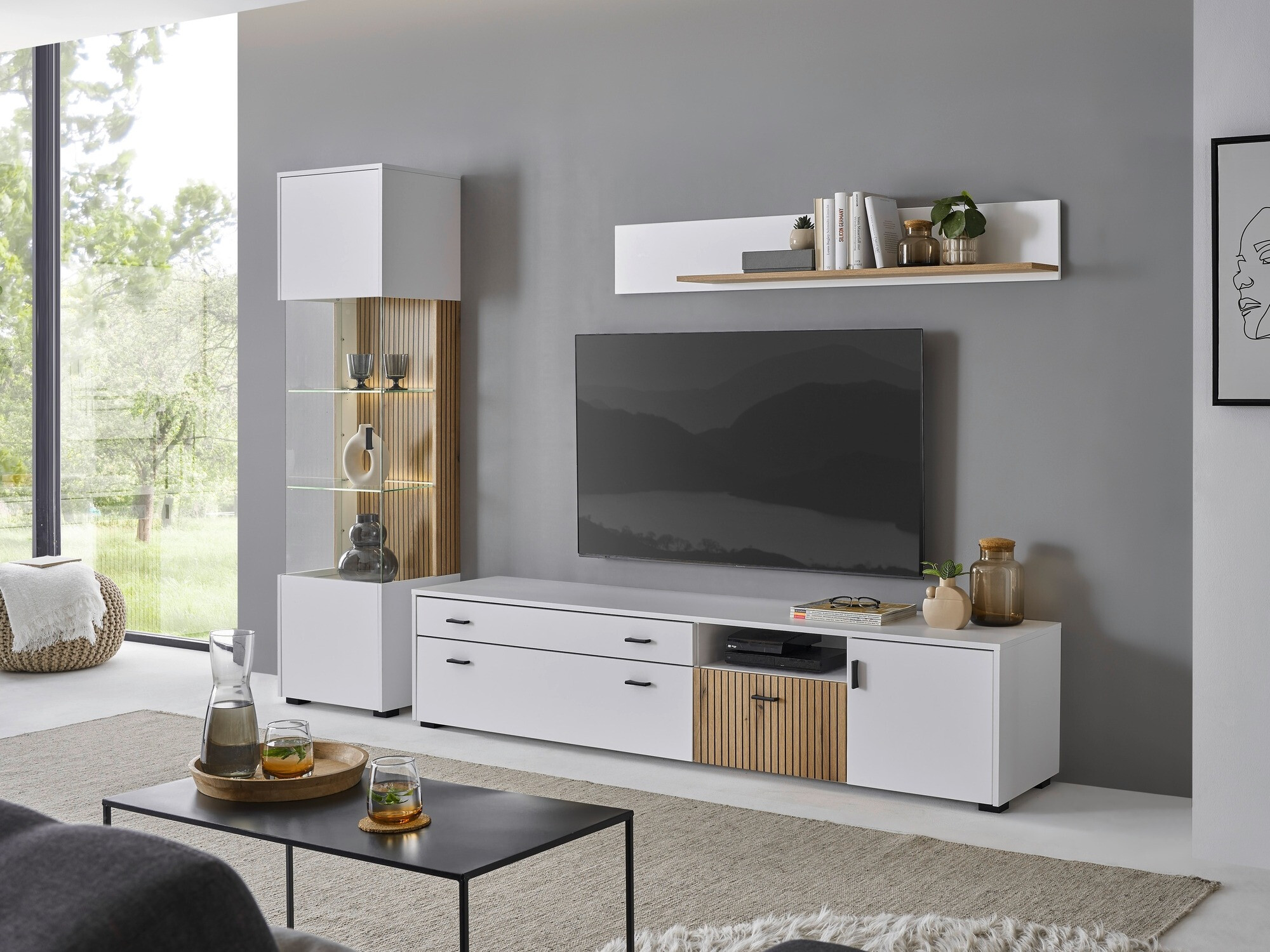 Nappali szett Belmelu 121 (Fehér + Tölgy)